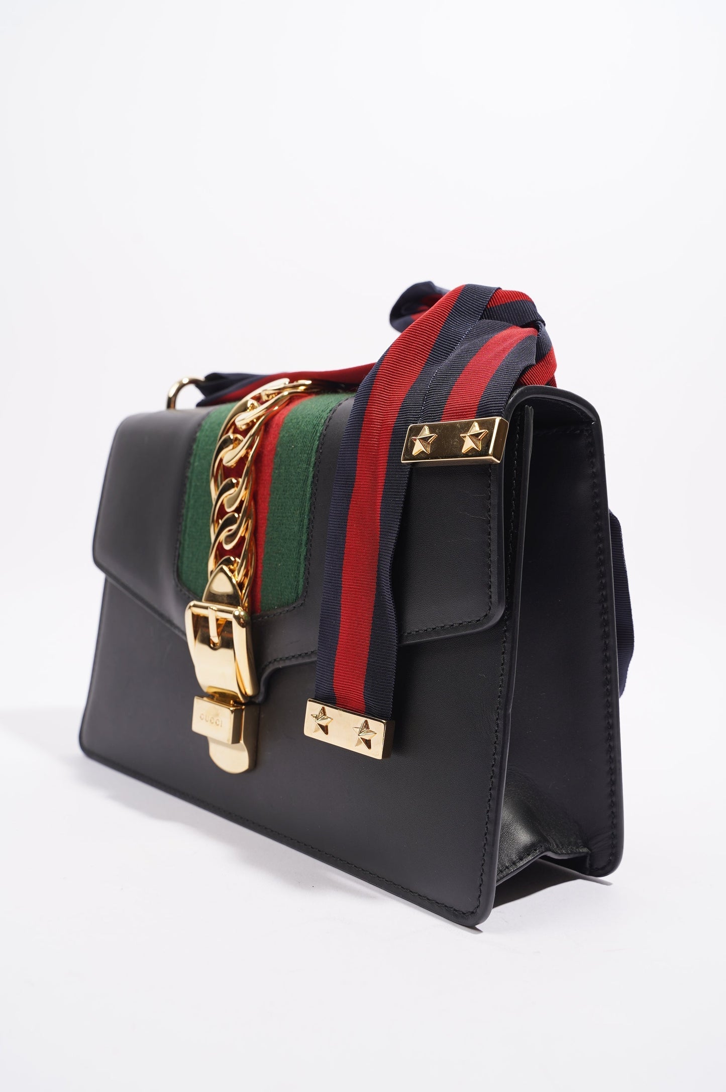 Gucci Womens Sylvie Black / Green / Red Medium