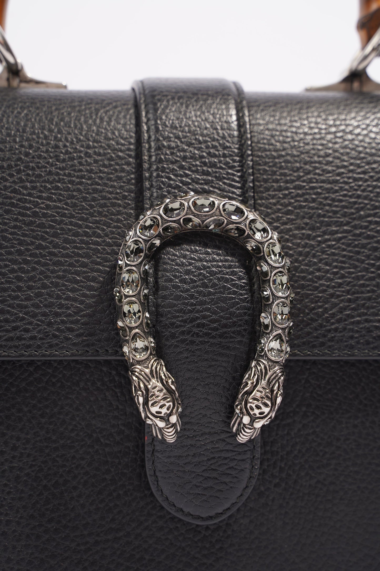 Gucci Dionysus Bamboo Top Handle Black Silver Medium