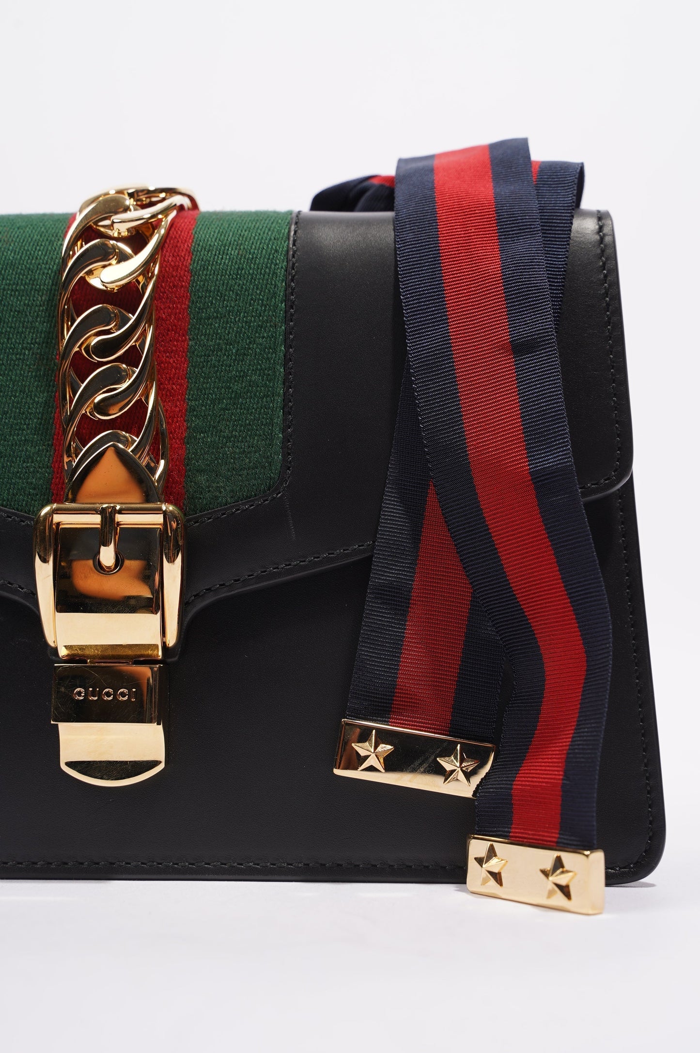 Gucci Womens Sylvie Black / Green / Red Medium