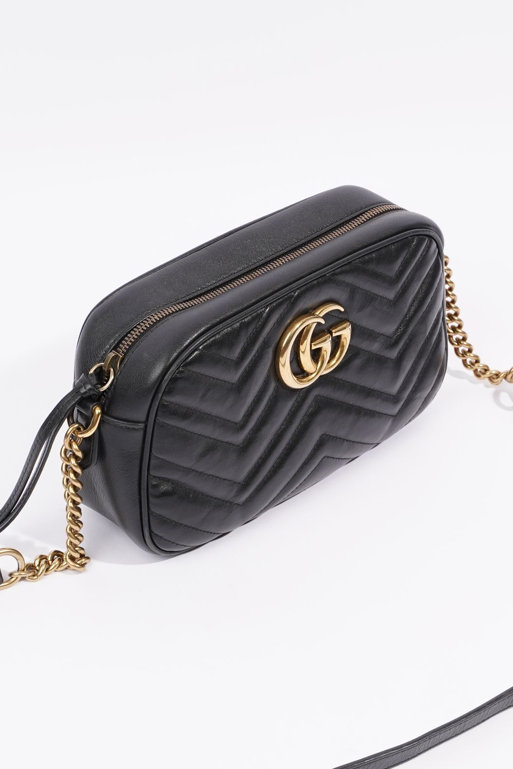 Gucci Womens Marmont GG Bag Black Leather Small