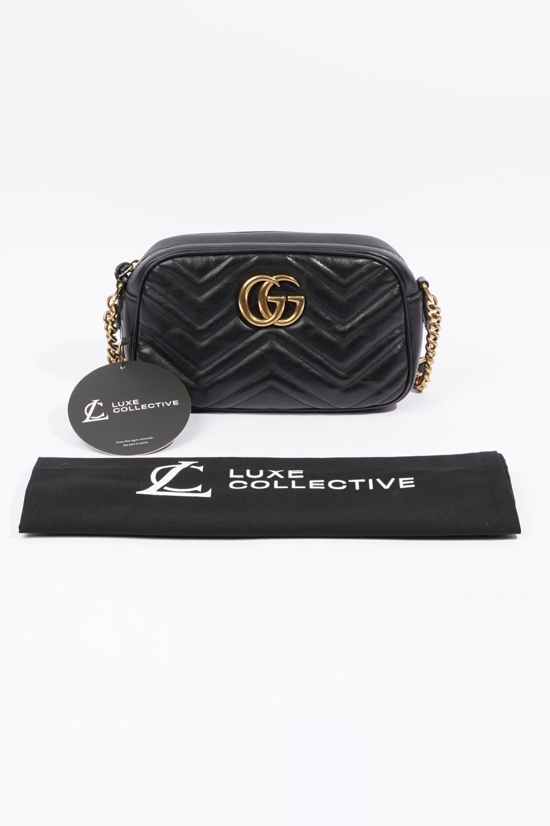 Gucci Womens Marmont GG Bag Black Leather Small