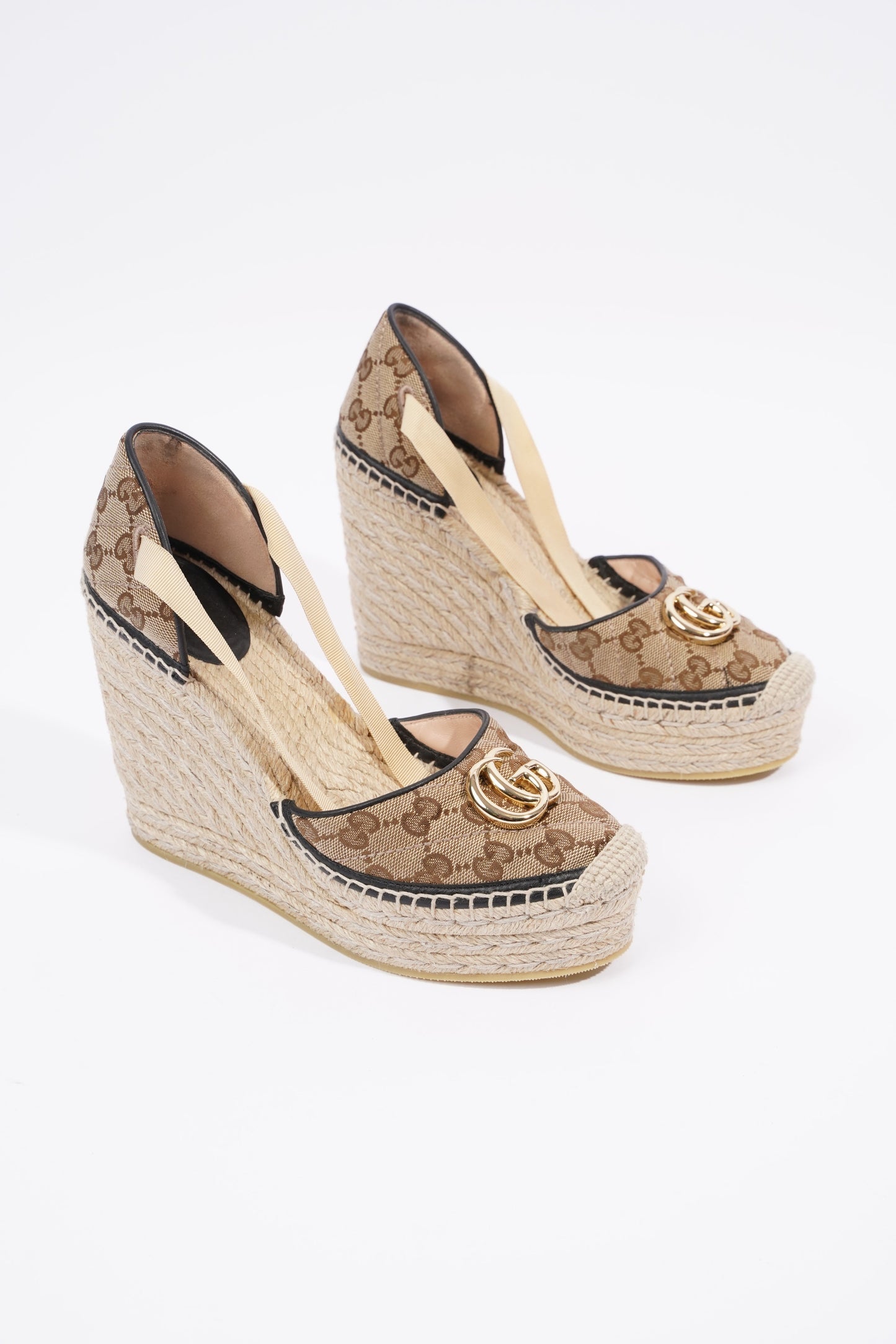 Gucci GG Matelasse Espadrille Beige / Brown Canvas EU 38 UK 5