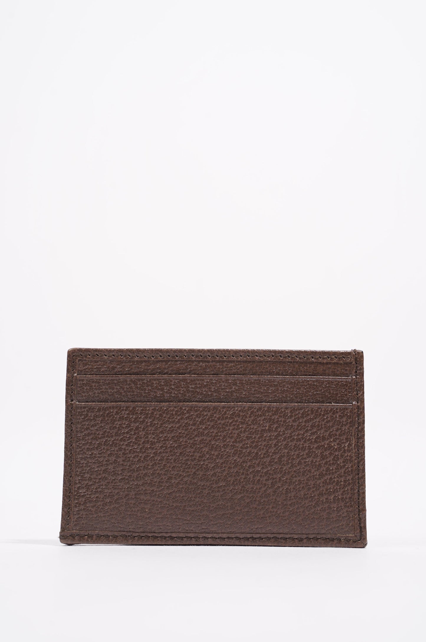 Gucci Womens Web Card Holder Brown Canvas / Leather