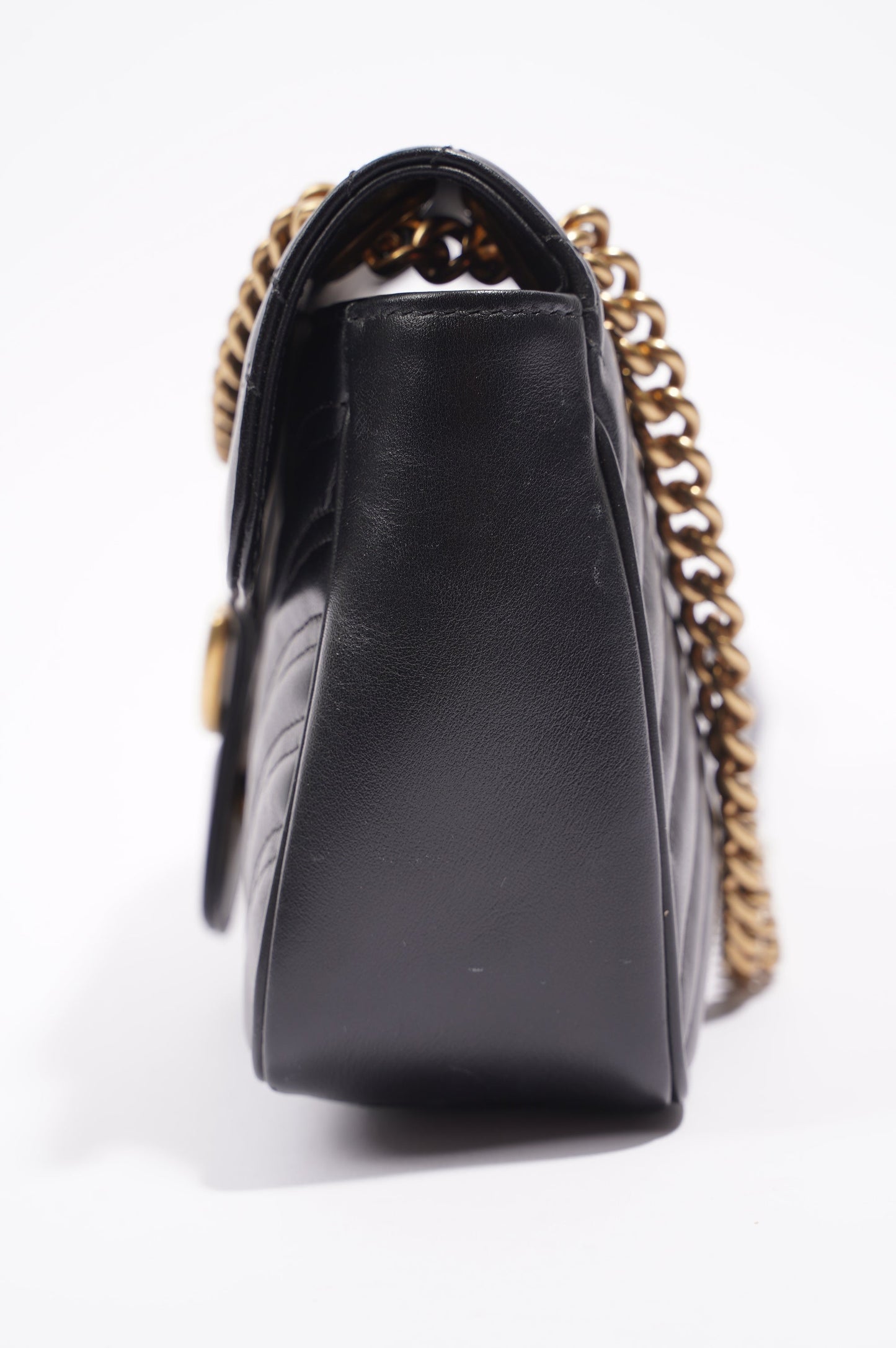 Gucci Womens Marmont Flap Black / Gold Small
