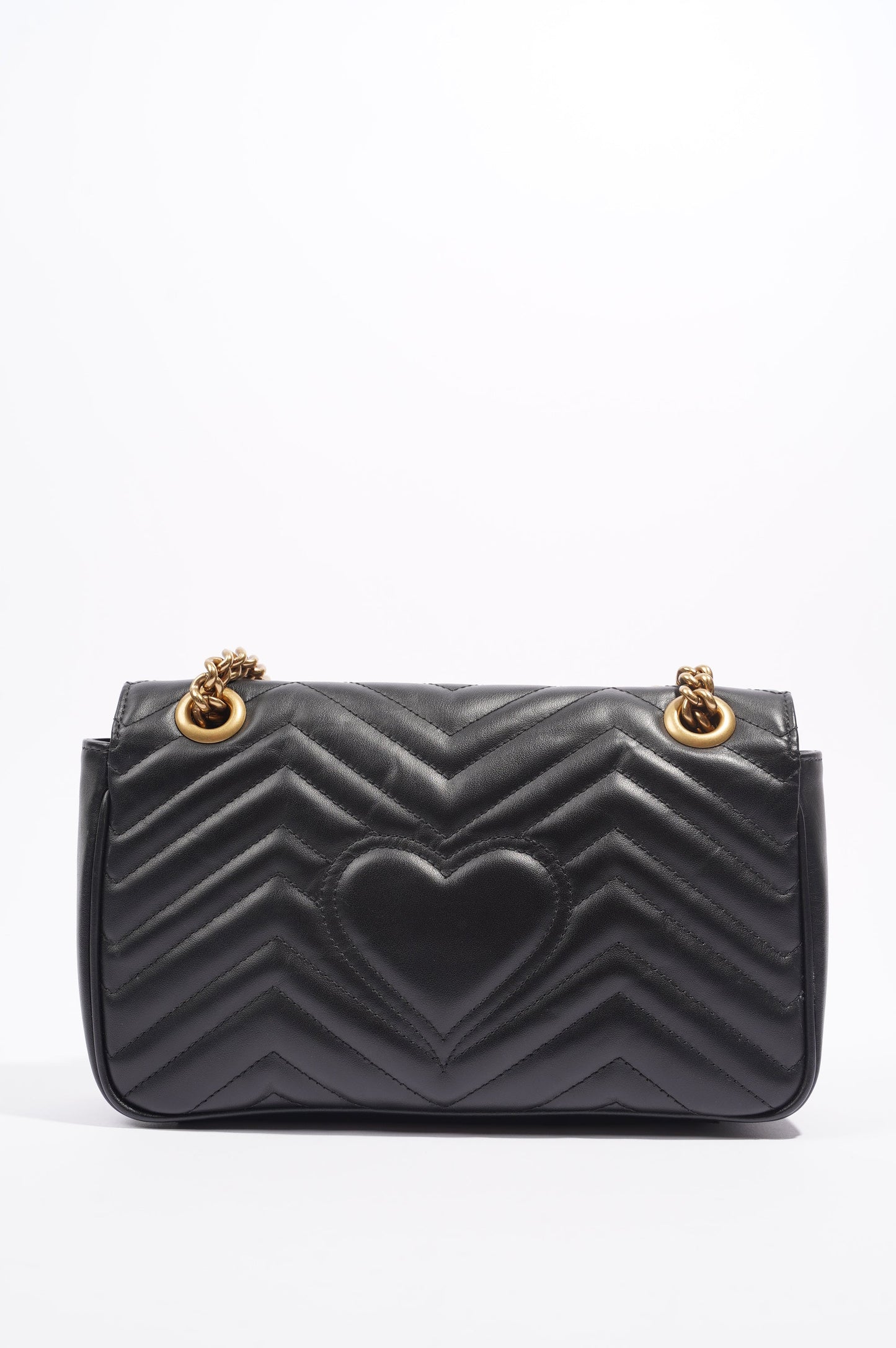 Gucci Womens Marmont Flap Black / Gold Small