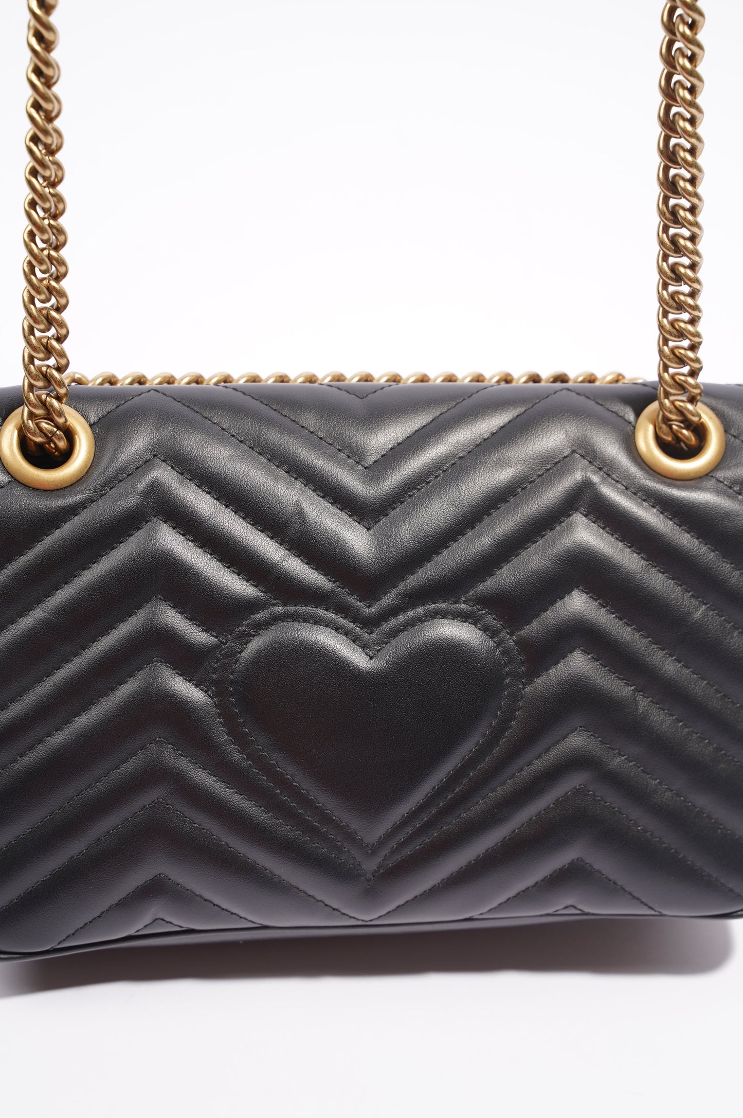 Gucci Womens Marmont Flap Black / Gold Small