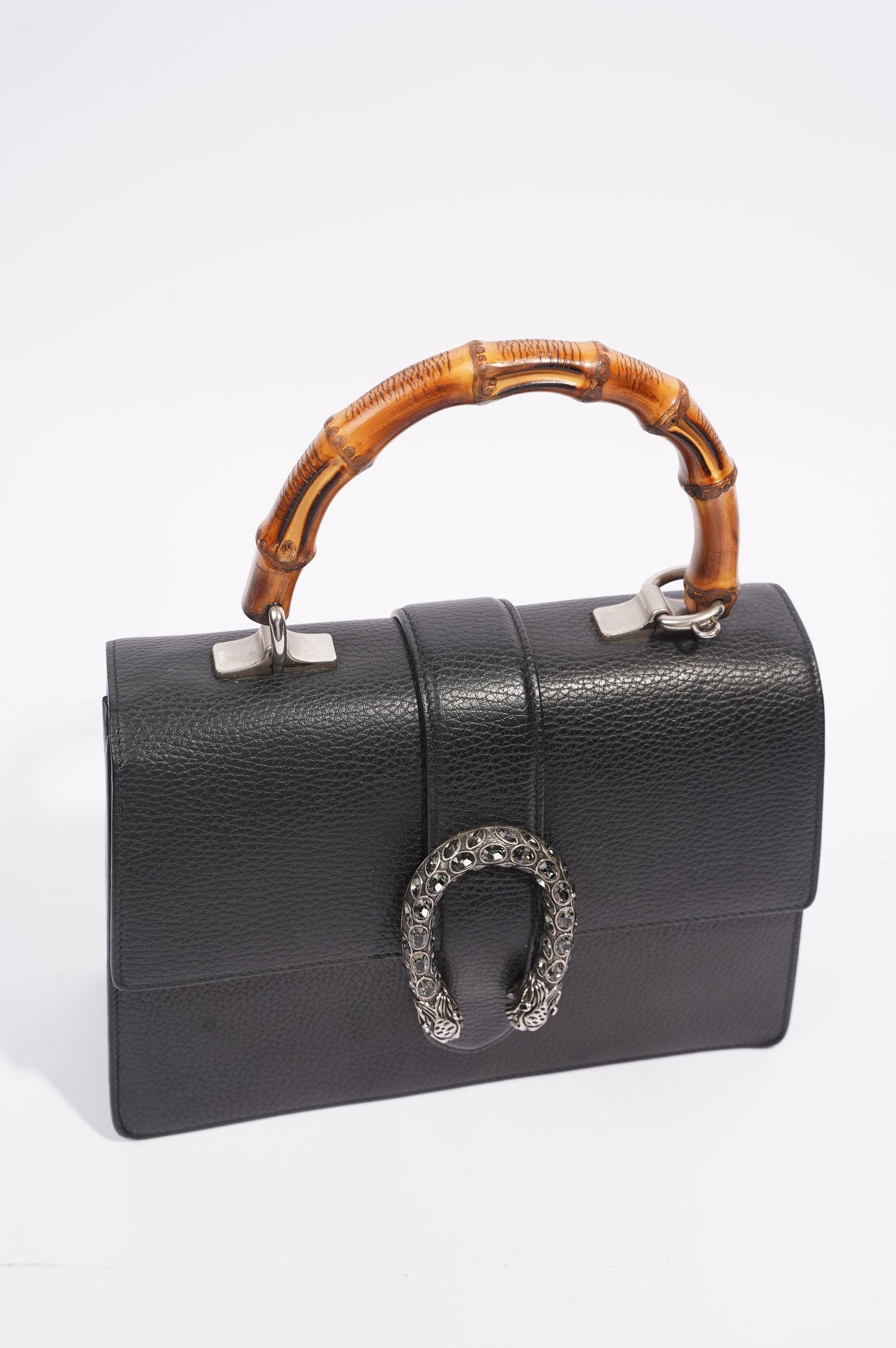 Gucci Dionysus Bamboo Top Handle Black Silver Medium