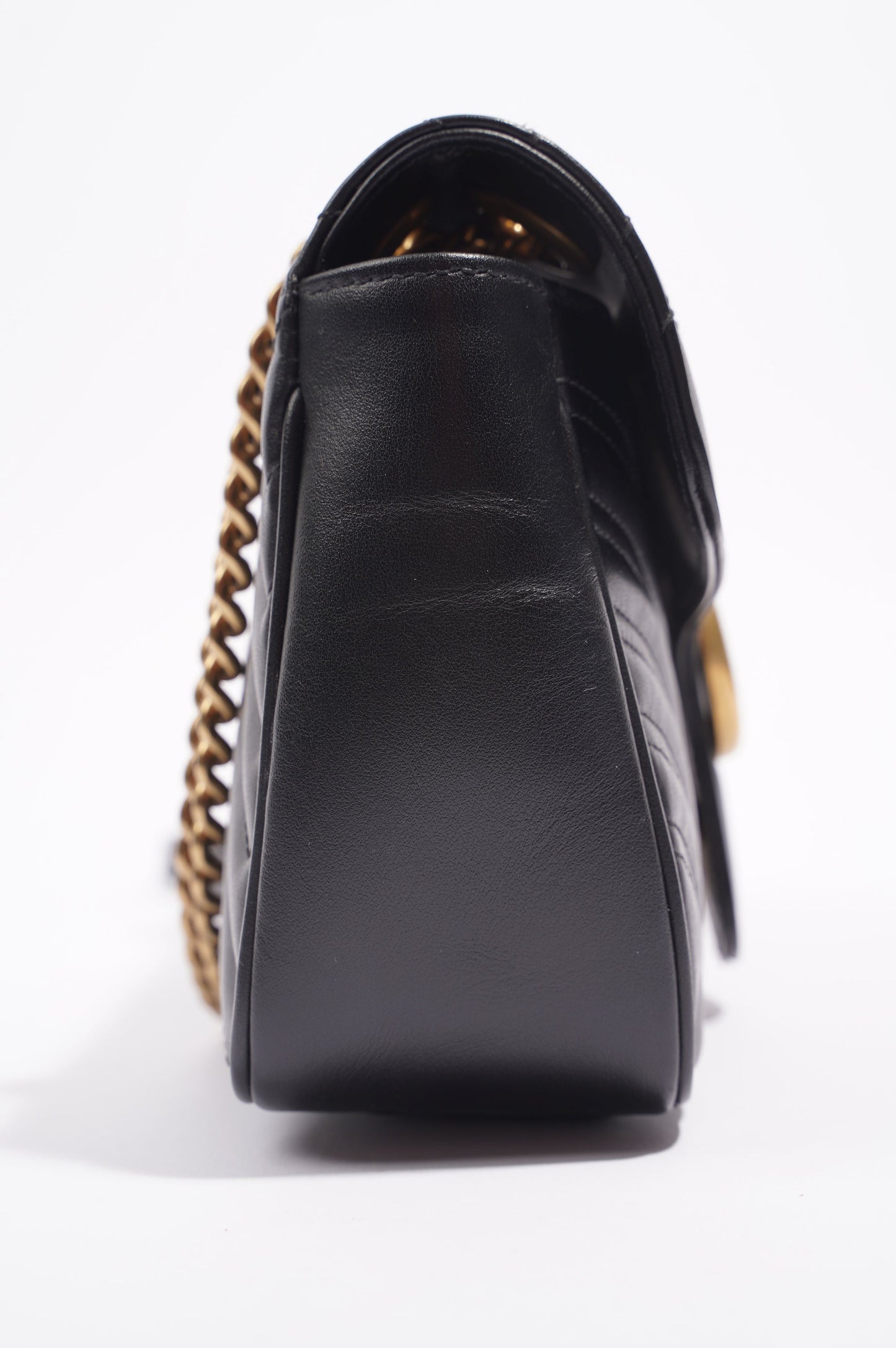 Gucci Womens Marmont Flap Black / Gold Small
