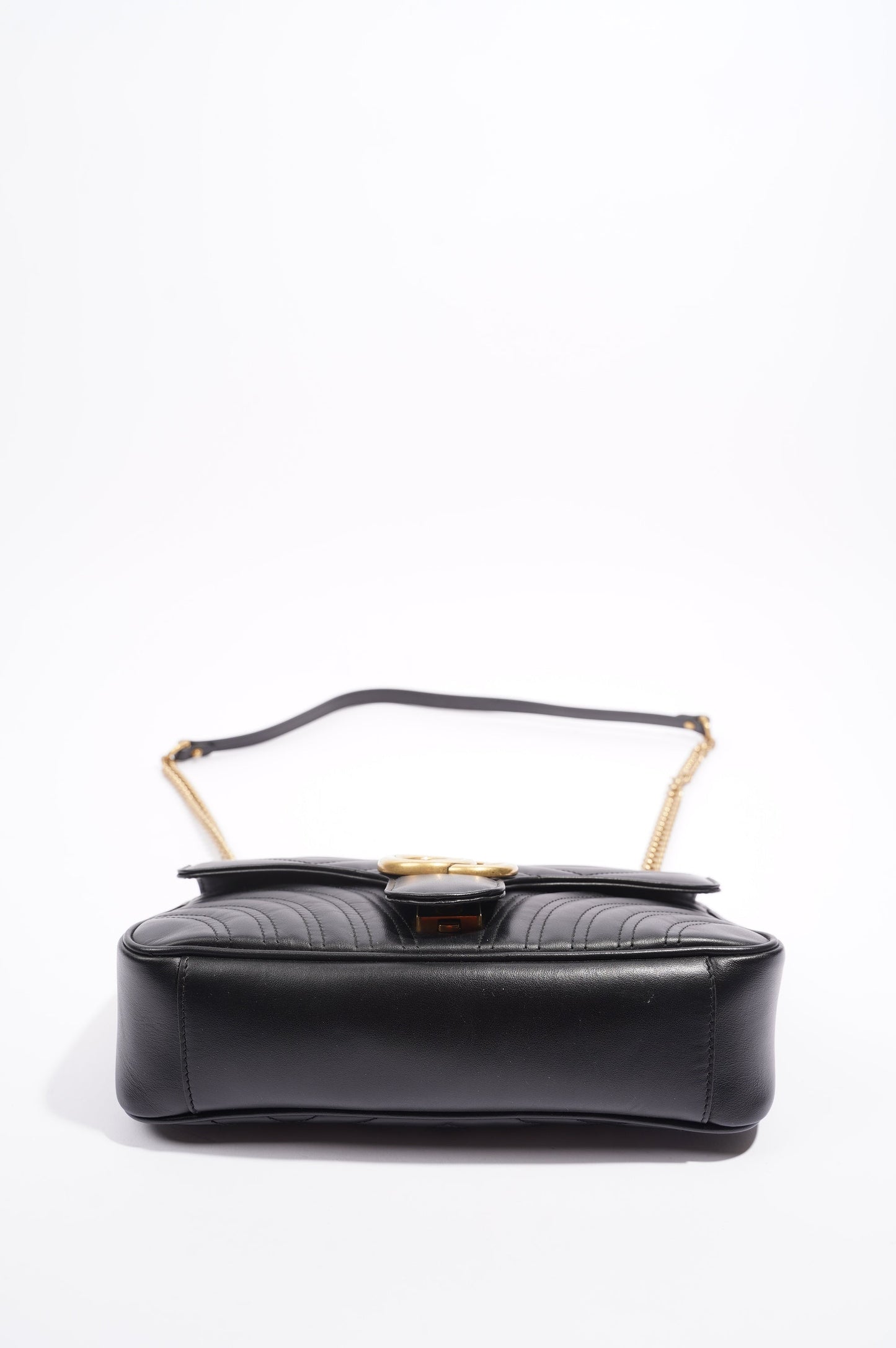 Gucci Womens Marmont Flap Black / Gold Small