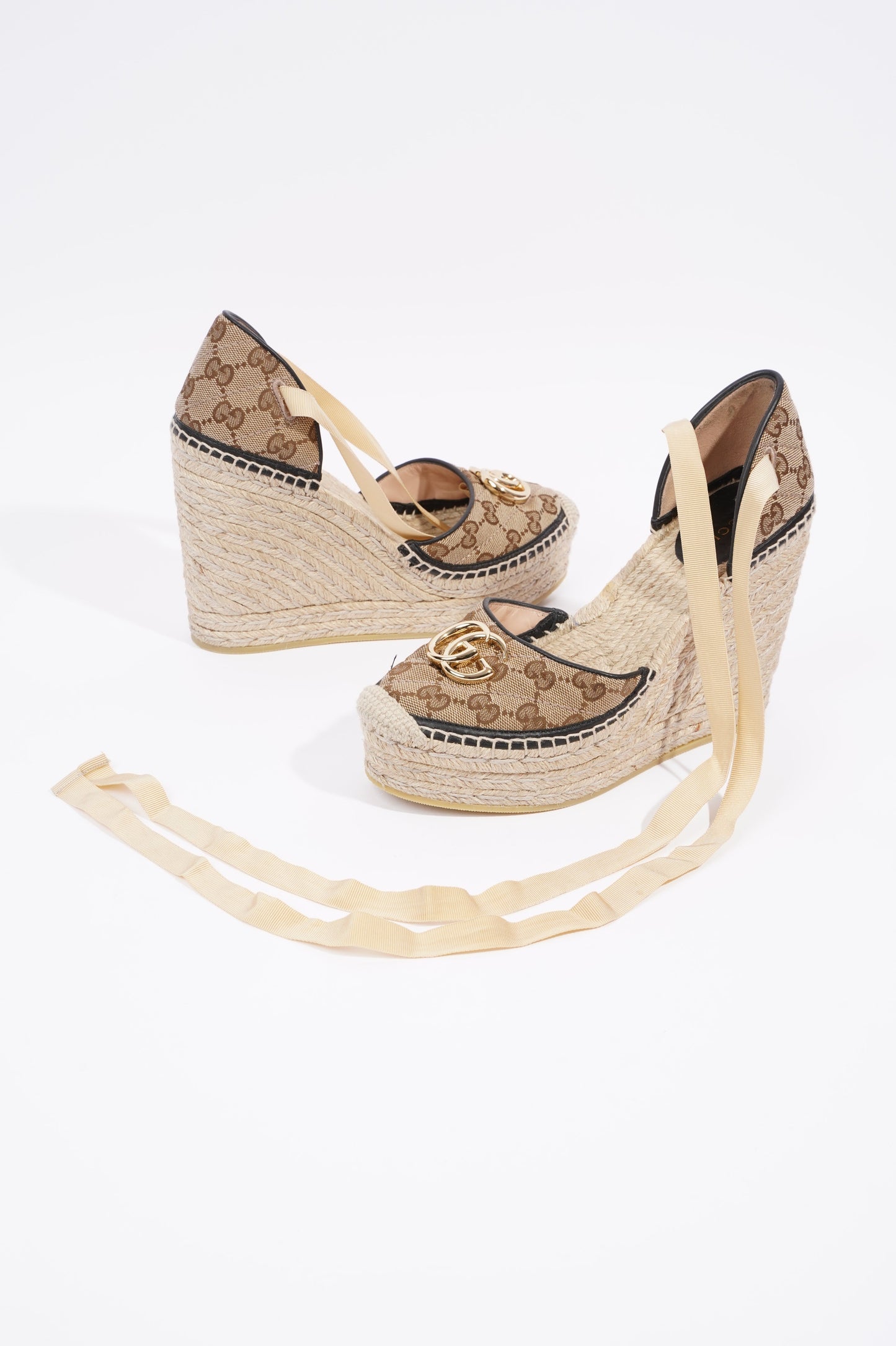 Gucci GG Matelasse Espadrille Beige / Brown Canvas EU 38 UK 5