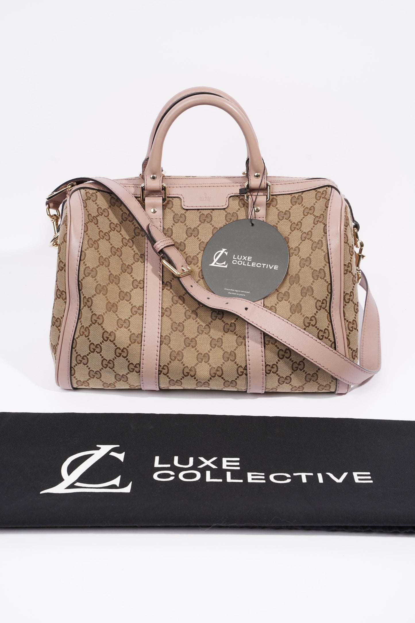 Gucci Womens Boston Bag Supreme / Pink Canvas Medium