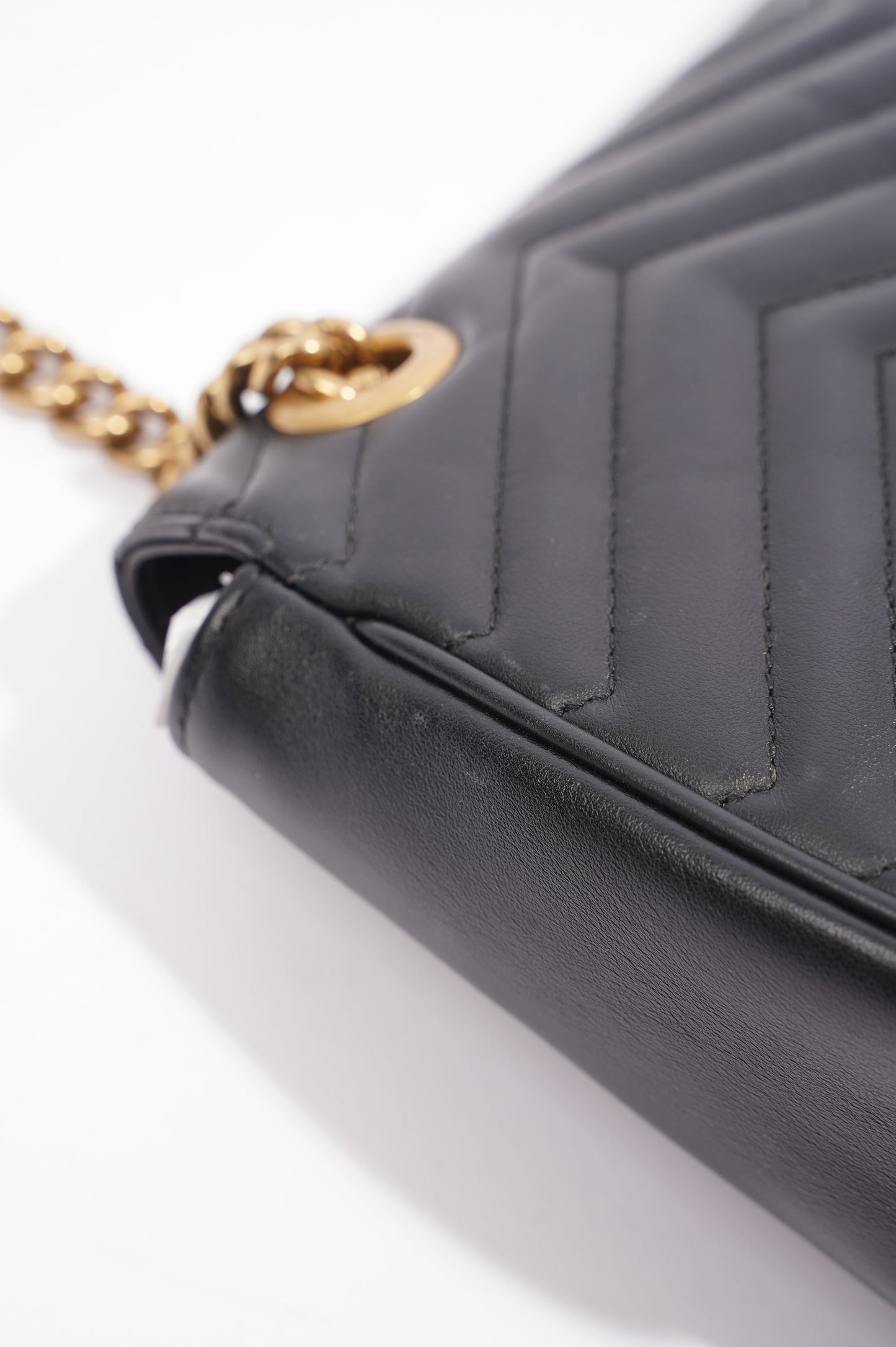 Gucci Womens Marmont Flap Black / Gold Small