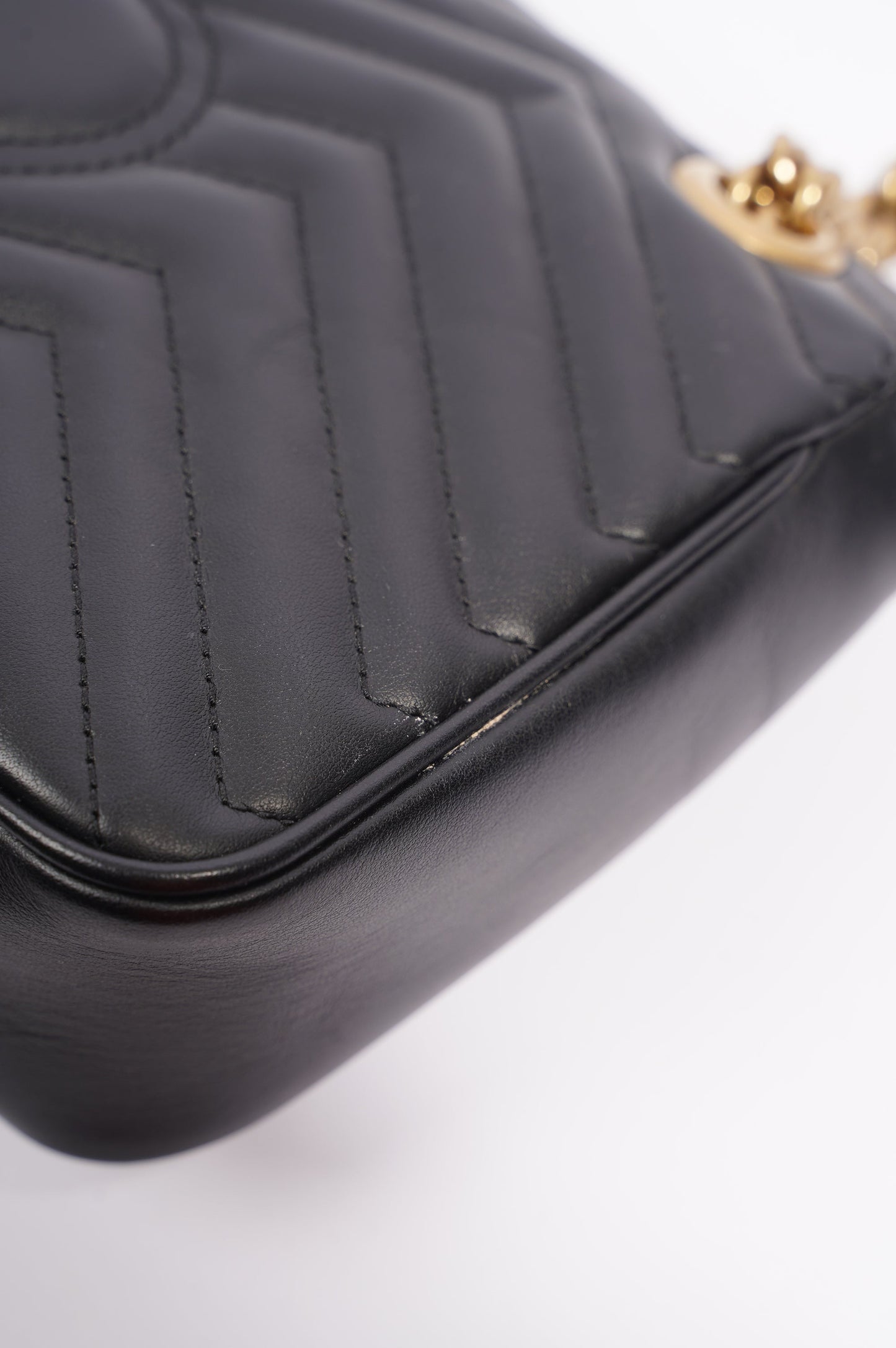 Gucci Womens Marmont Flap Black / Gold Small