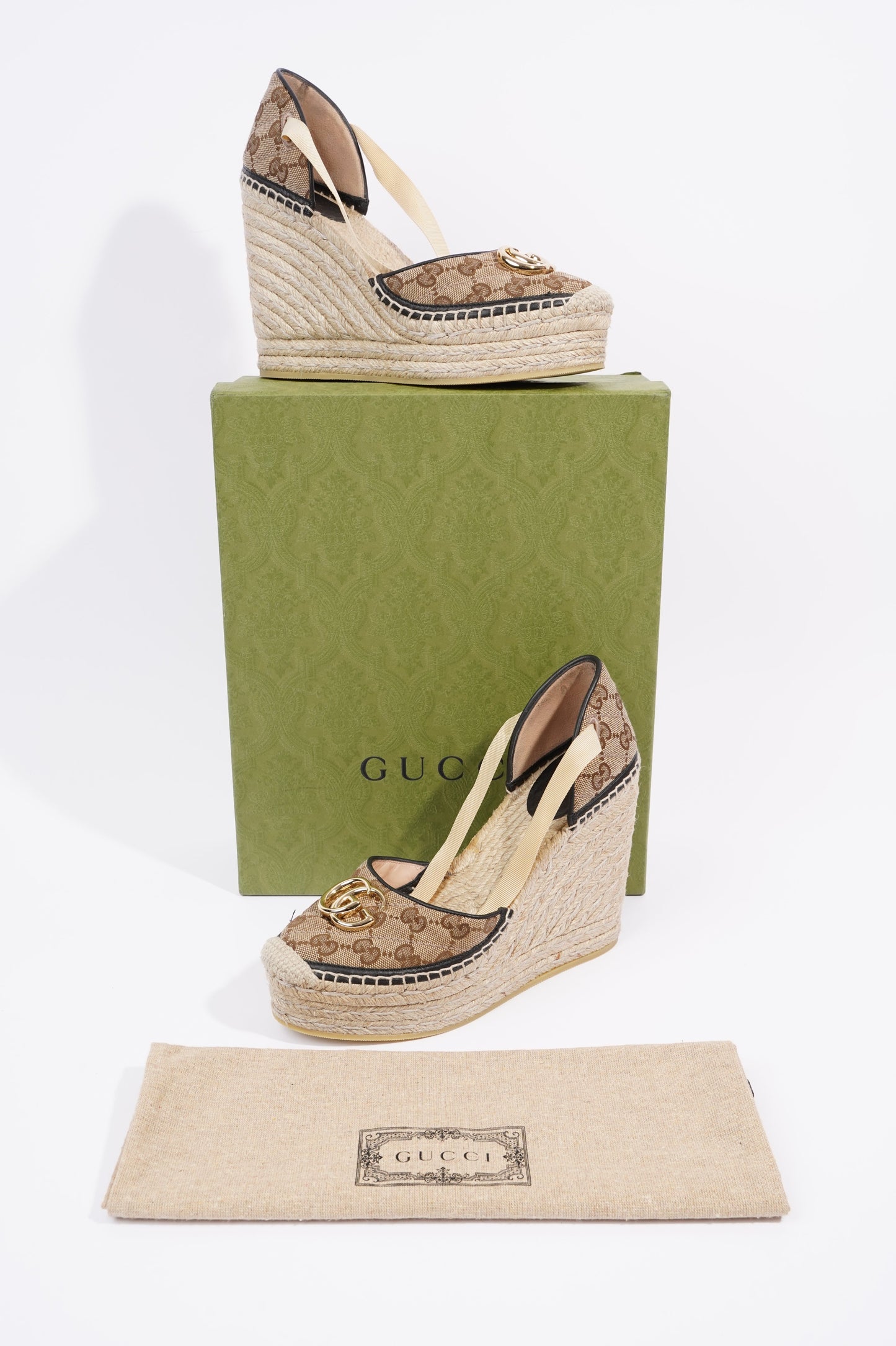 Gucci GG Matelasse Espadrille Beige / Brown Canvas EU 38 UK 5