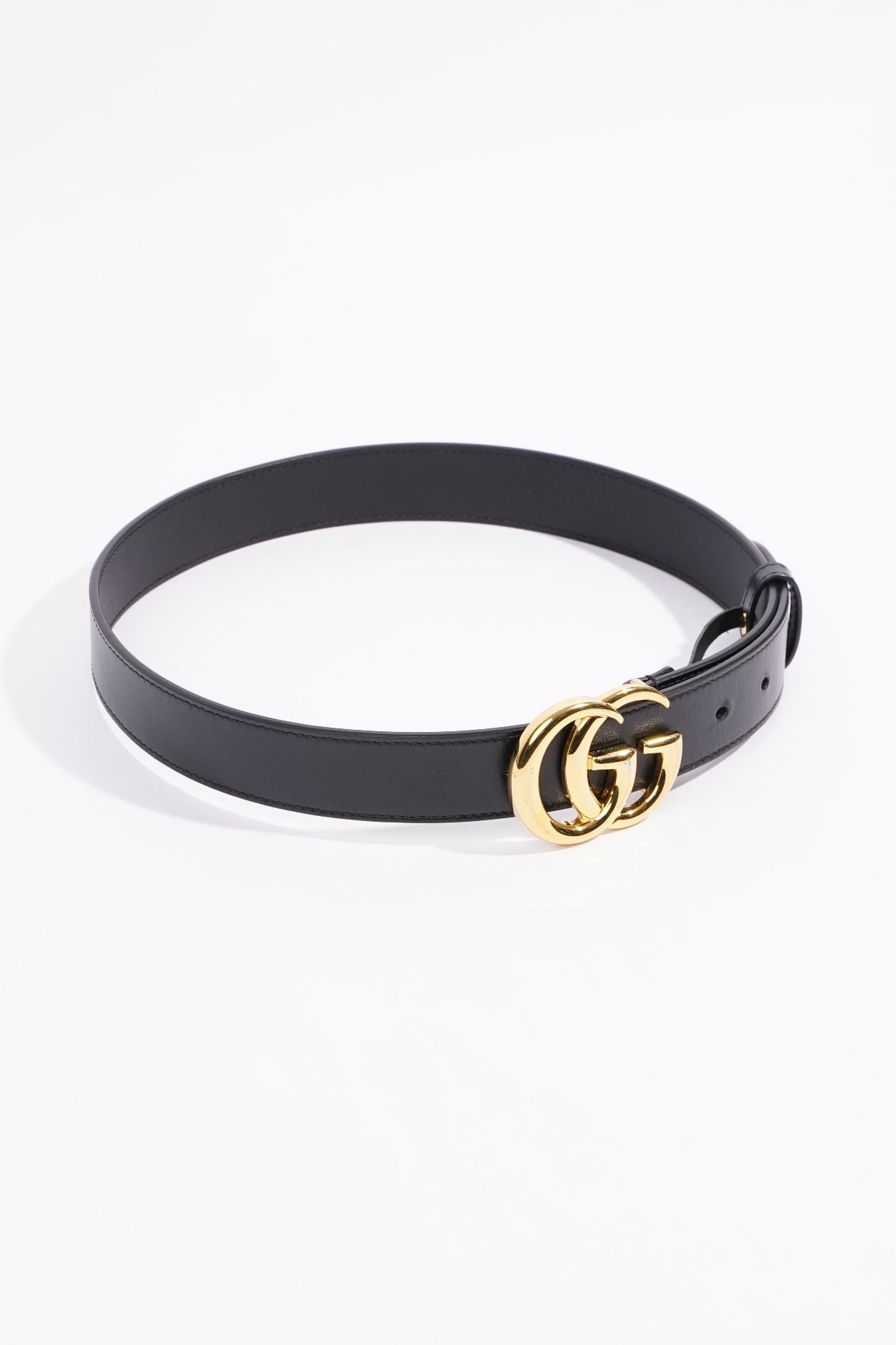 Gucci Womens GG Marmont Belt Black Leather 70cm