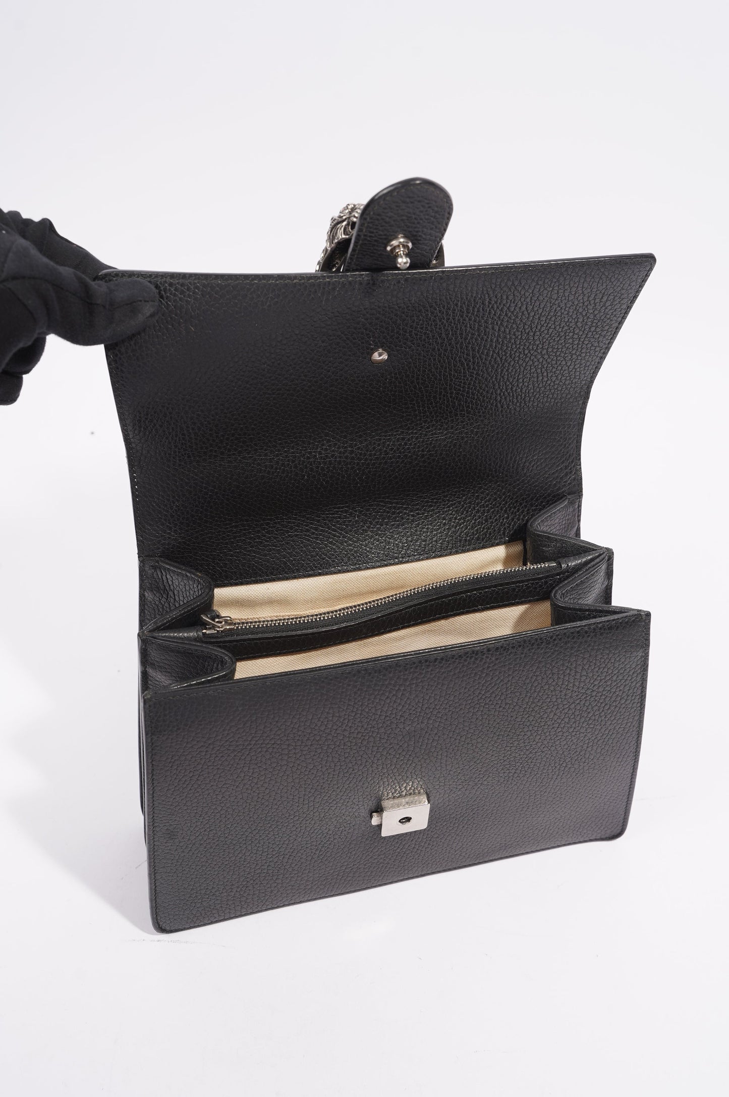 Gucci Dionysus Bamboo Top Handle Black Silver Medium