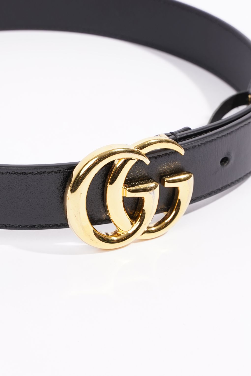 Gucci Womens GG Marmont Belt Black Leather 70cm