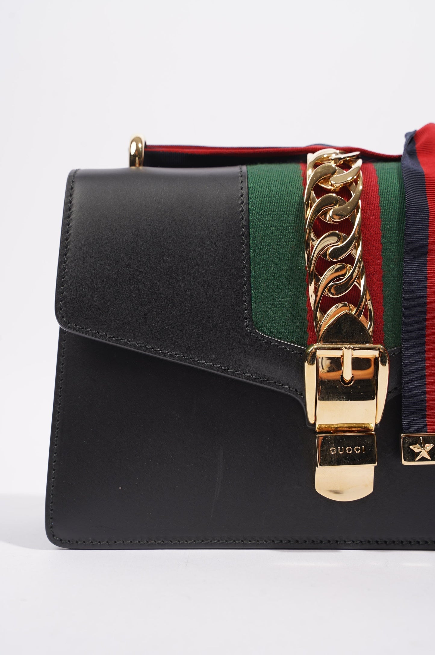 Gucci Womens Sylvie Black / Green / Red Medium