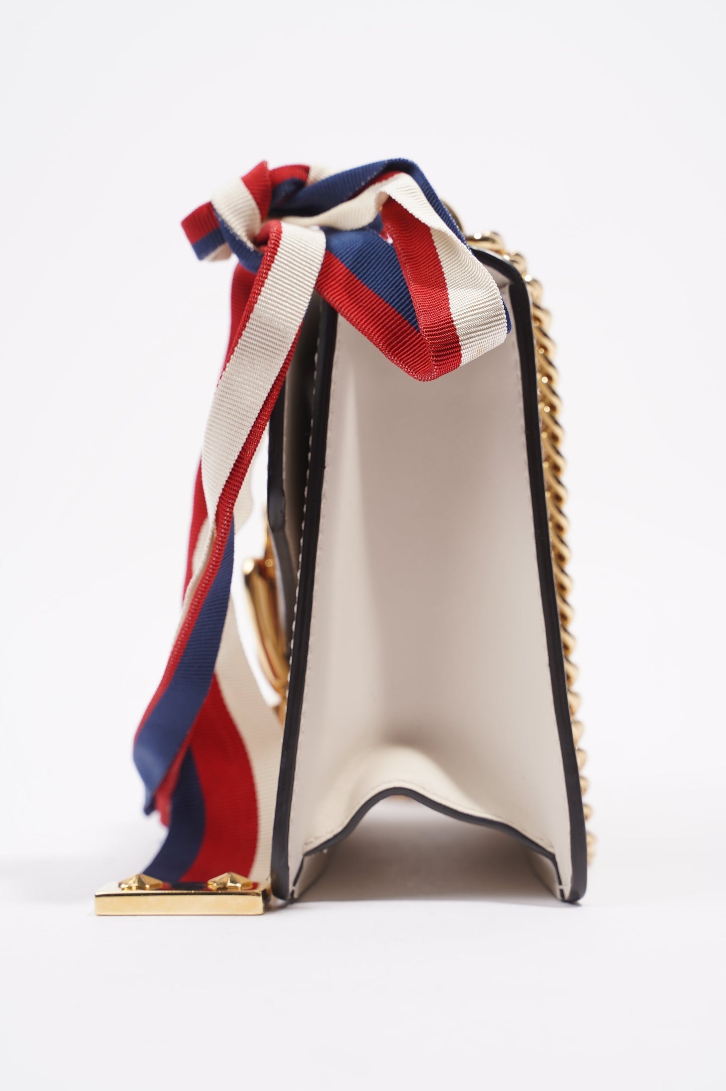 Gucci Womens Sylvie Chain Bag White / Navy / Red Mini
