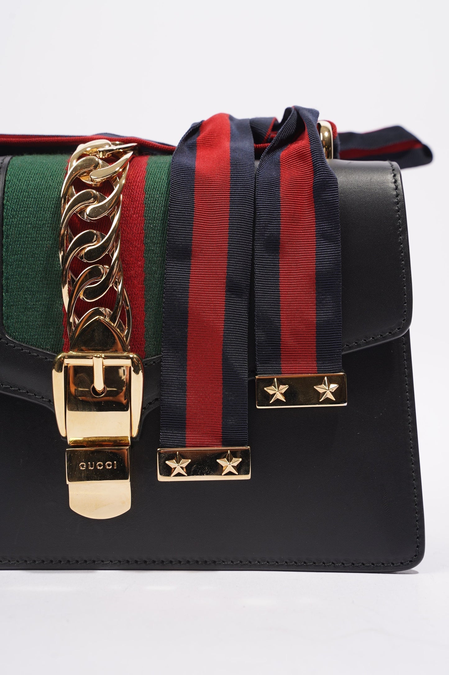 Gucci Womens Sylvie Black / Green / Red Medium