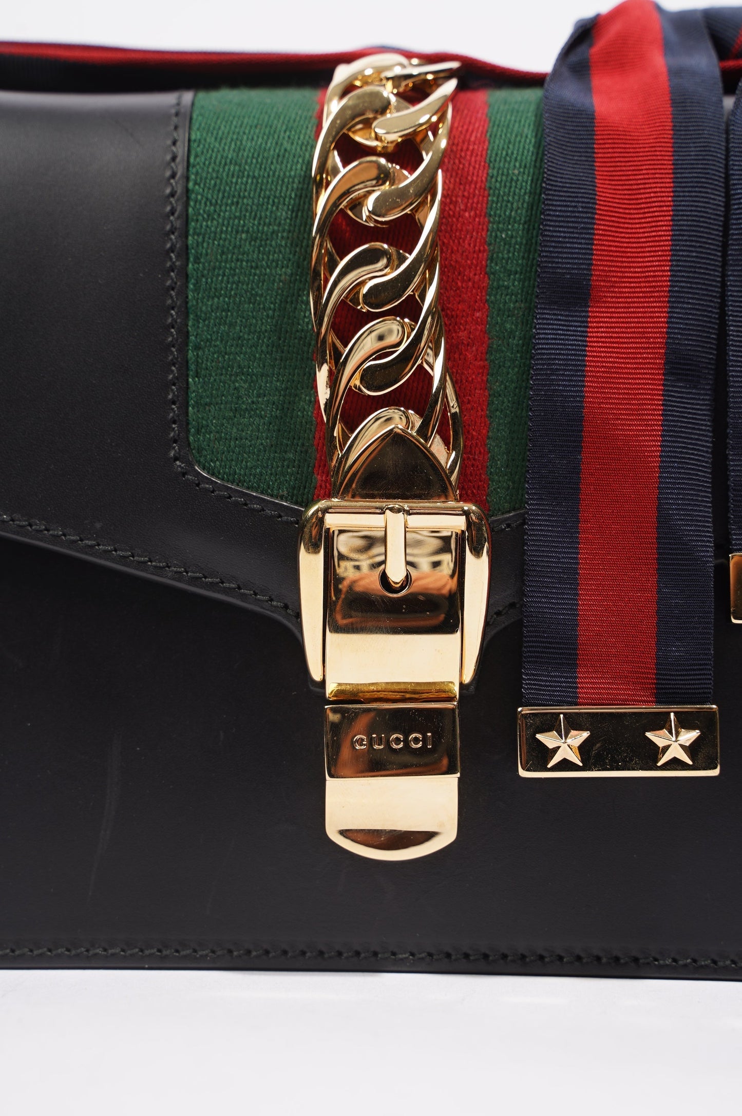 Gucci Womens Sylvie Black / Green / Red Medium