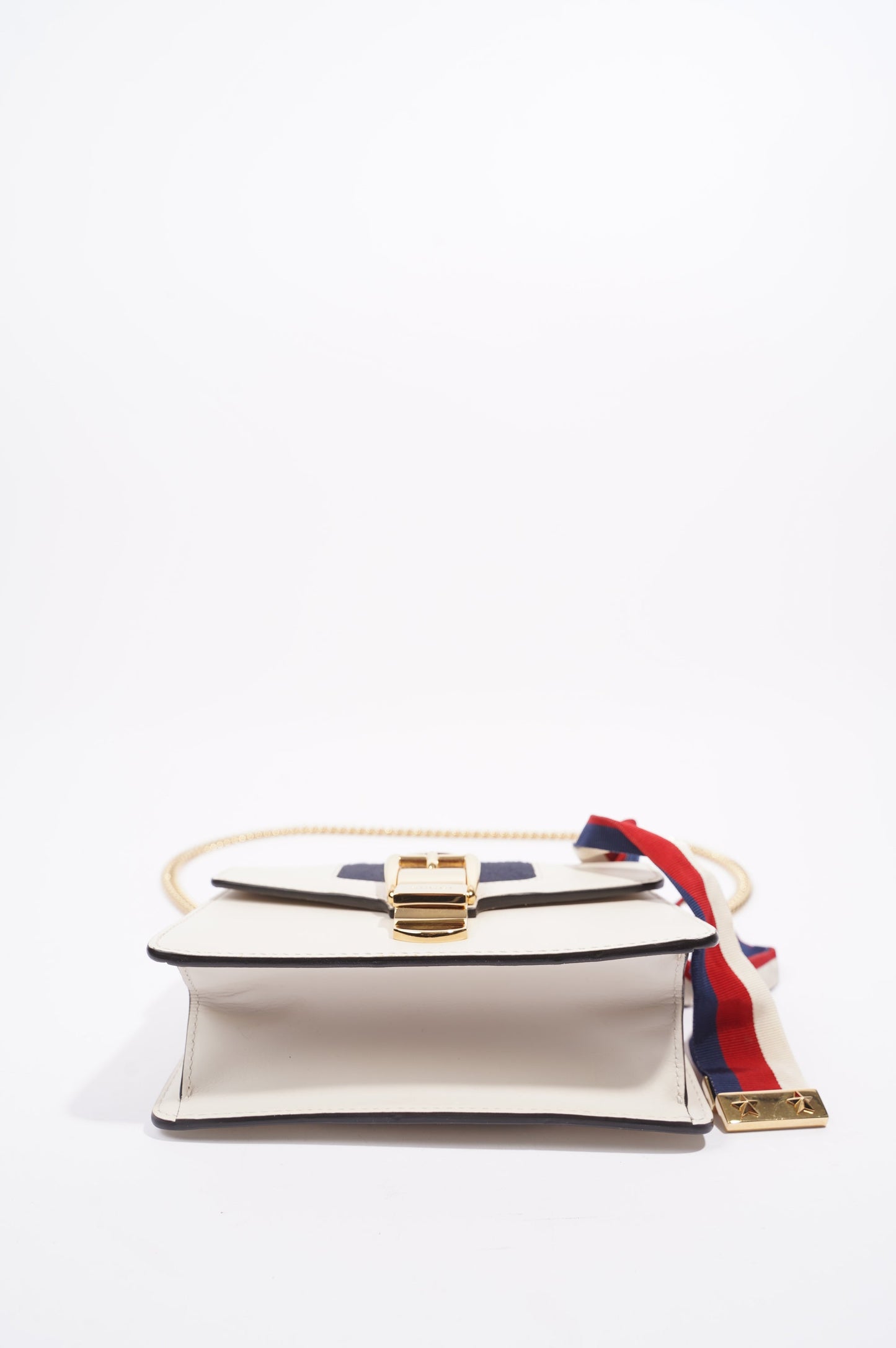 Gucci Womens Sylvie Chain Bag White / Navy / Red Mini