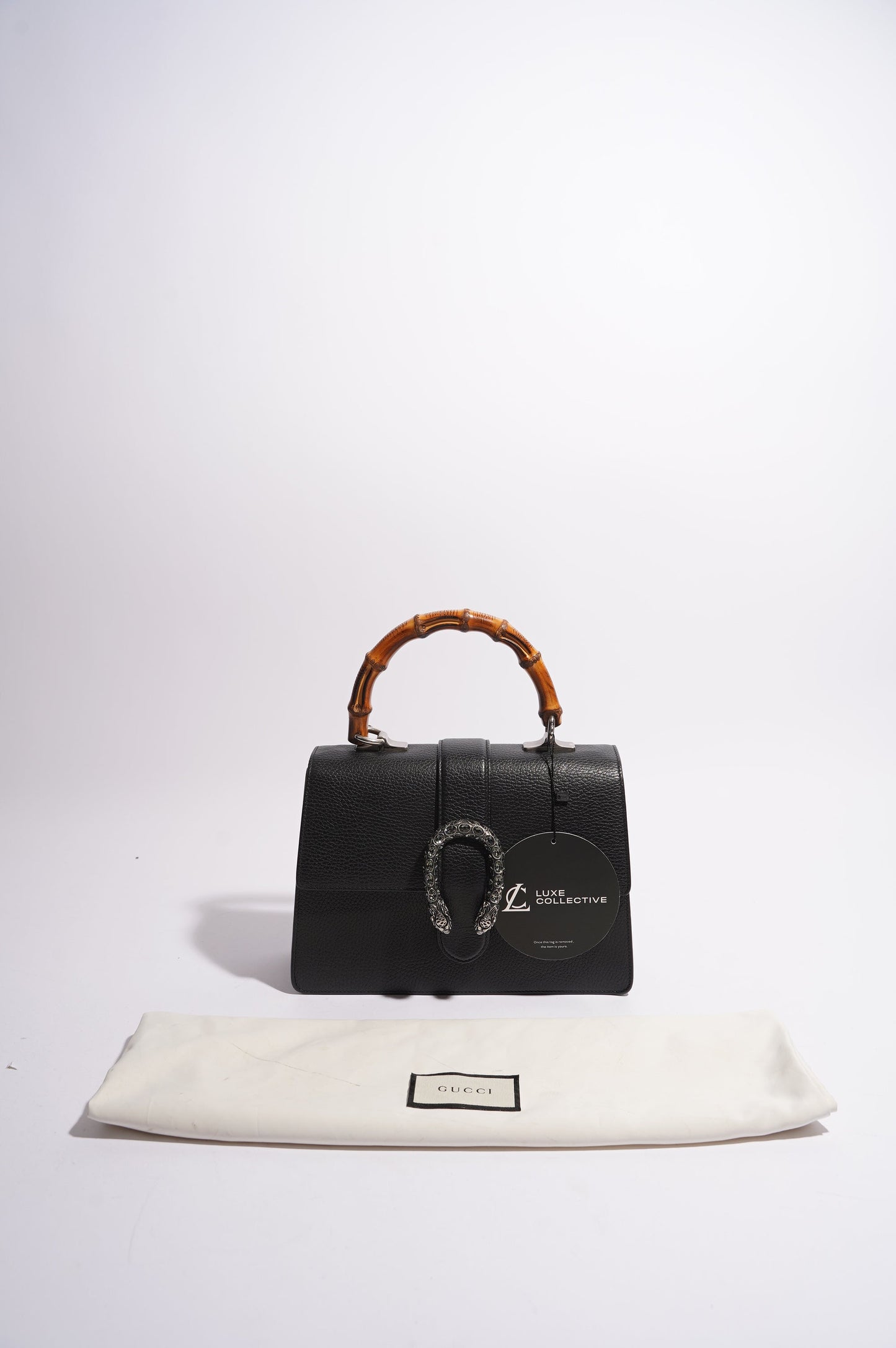 Gucci Dionysus Bamboo Top Handle Black Silver Medium