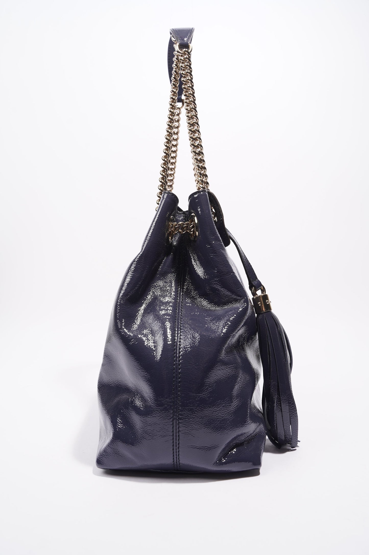 Gucci Soho Disco Bag Blue Patent Leather Tote