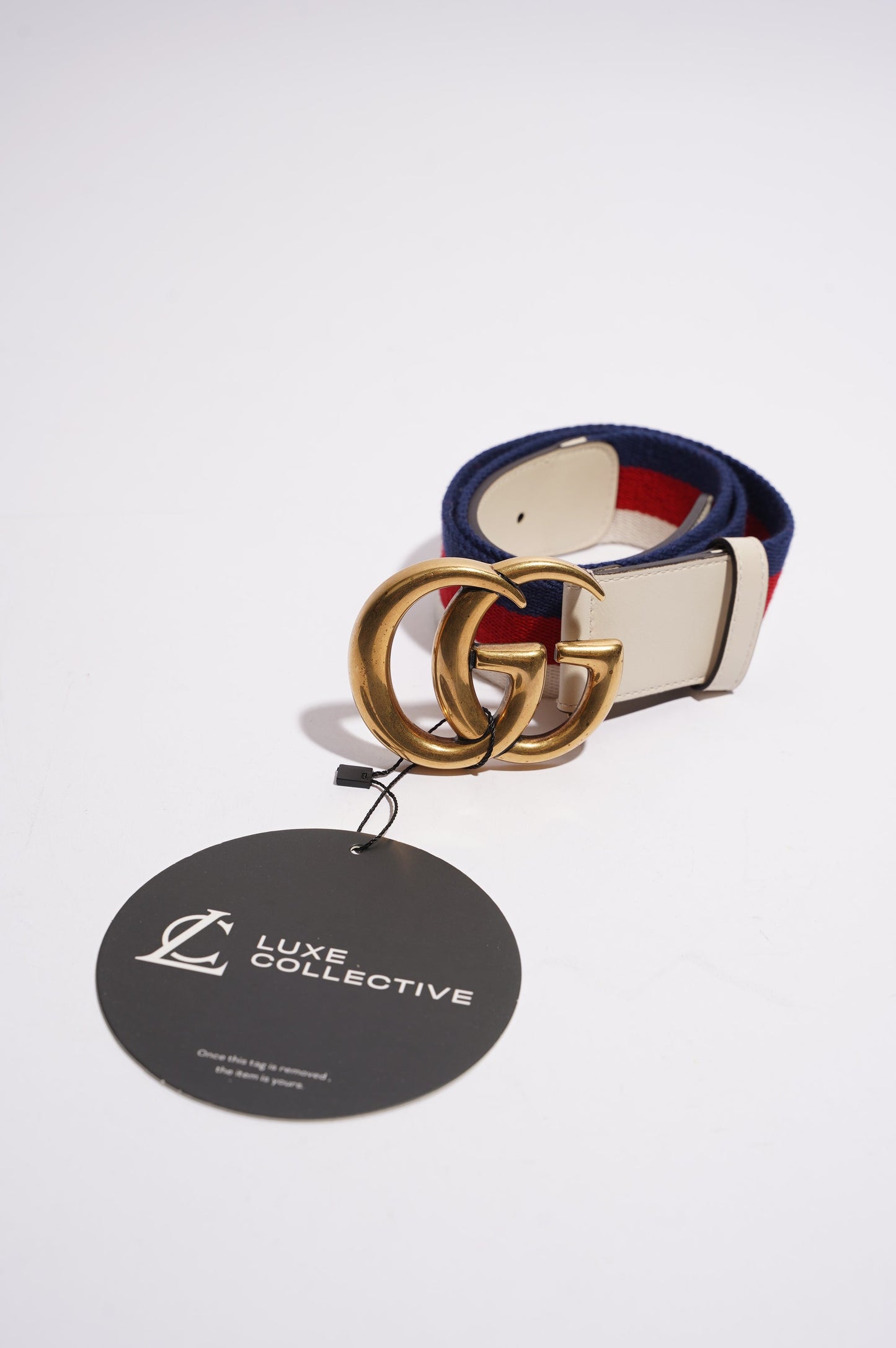 Gucci Marmont Belt White / Blue / Red 90cm - 36"