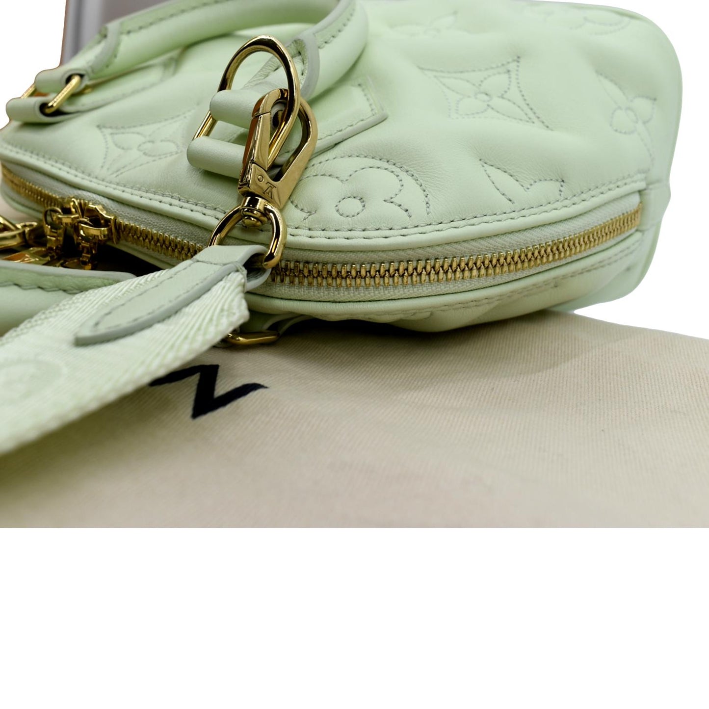 Louis Vuitton Alma BB Bubblegram Quilted Leather Satchel Crossbody Bag Green