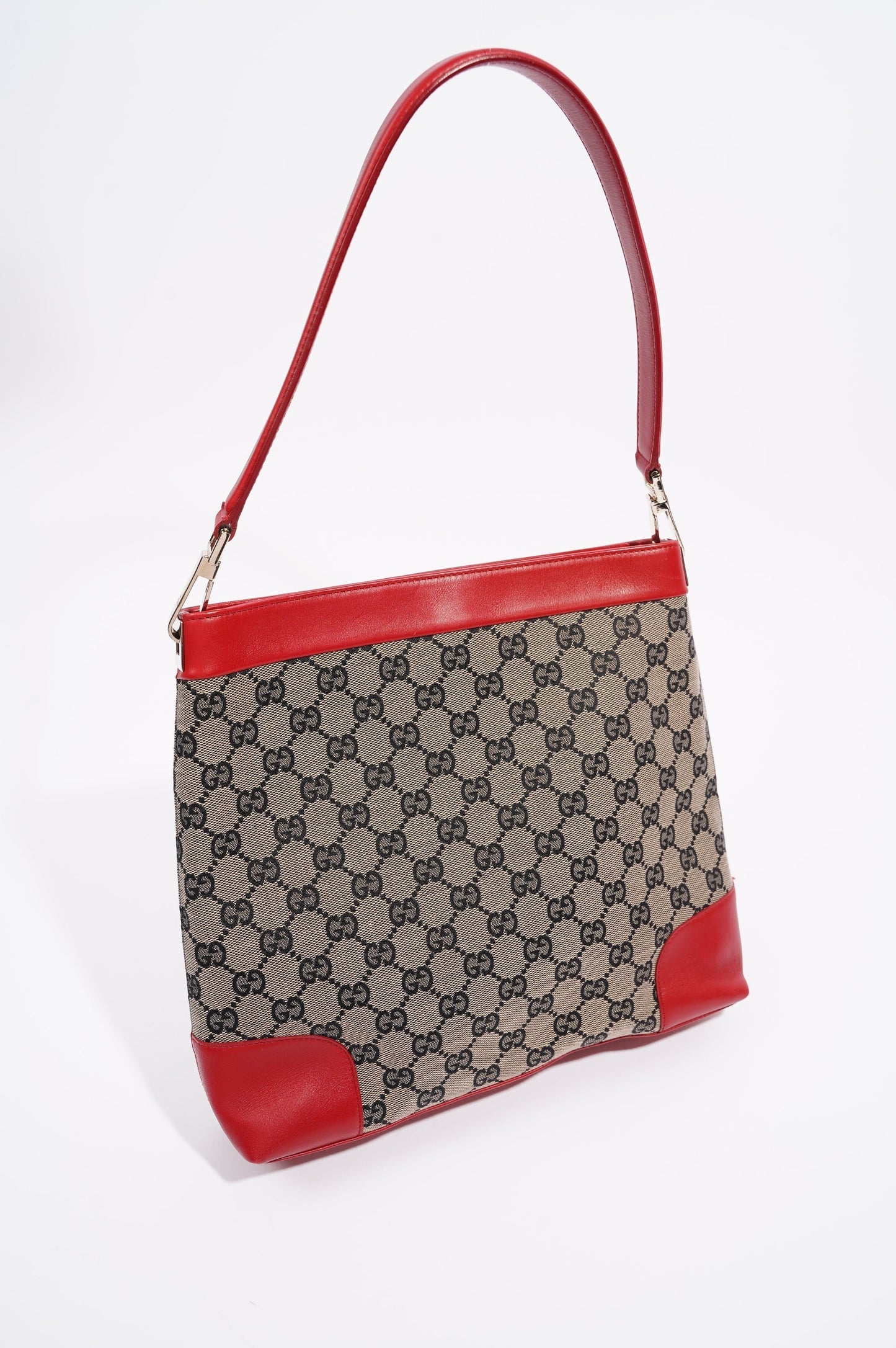 Gucci Womens GG Canvas Shoulder Bag Supreme / Red