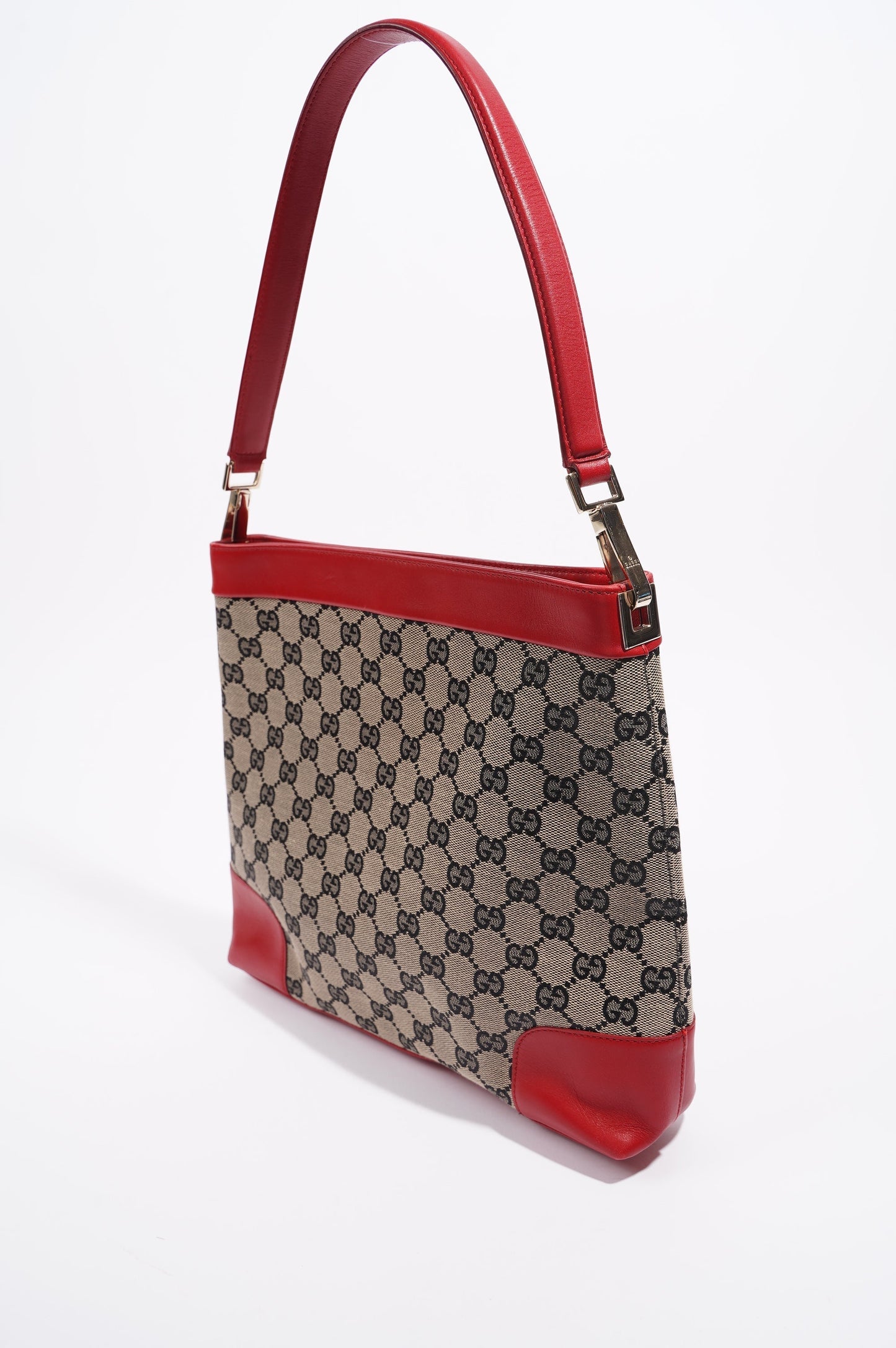 Gucci Womens GG Canvas Shoulder Bag Supreme / Red