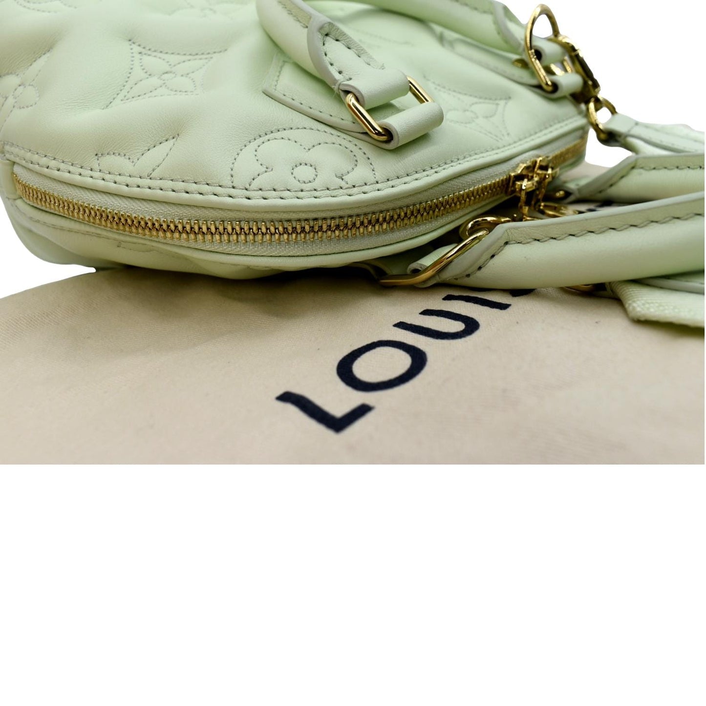 Louis Vuitton Alma BB Bubblegram Quilted Leather Satchel Crossbody Bag Green