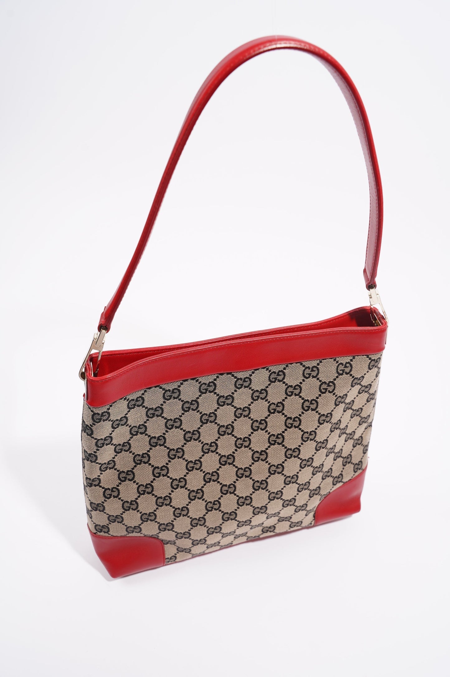Gucci Womens GG Canvas Shoulder Bag Supreme / Red