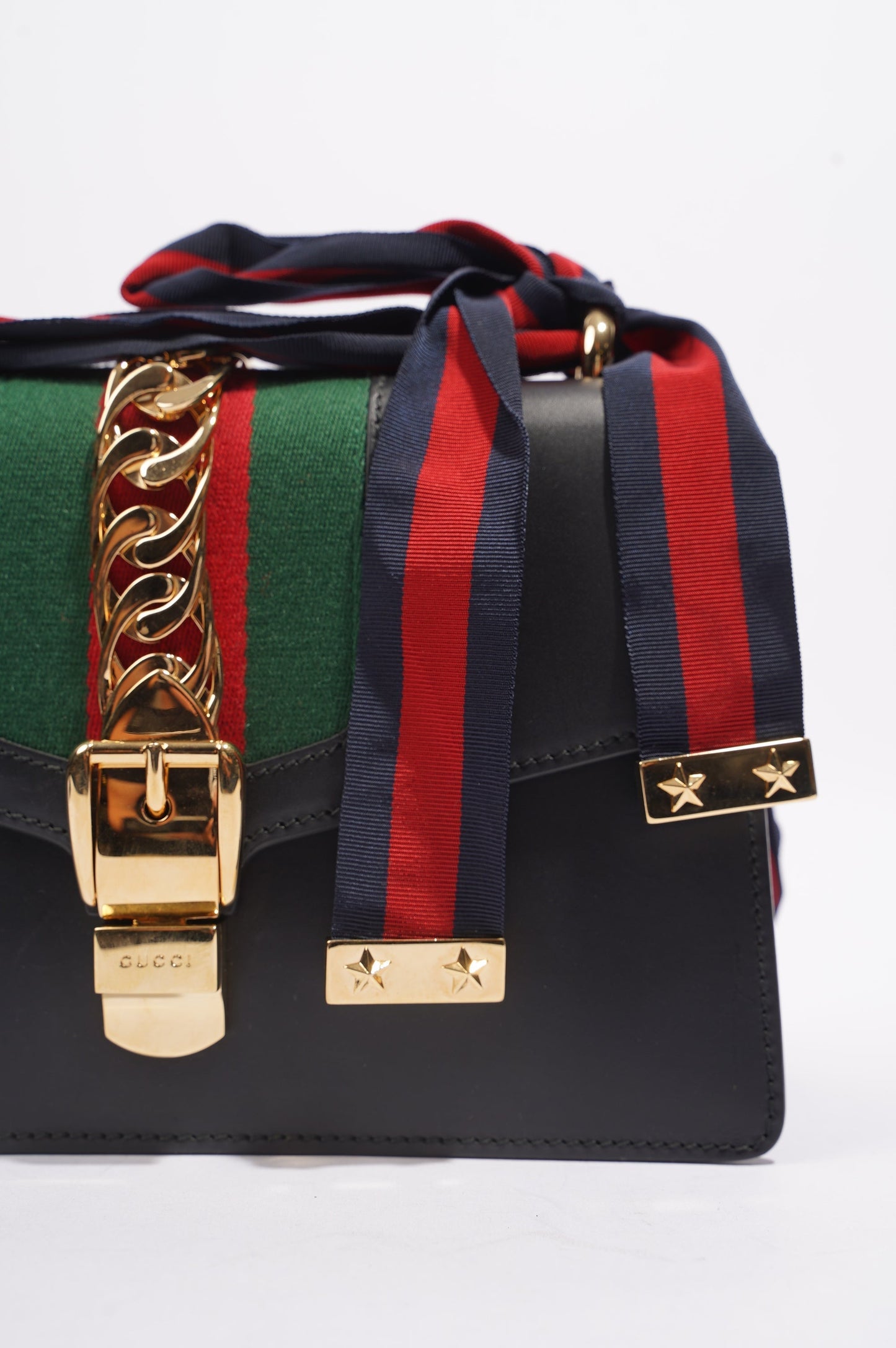 Gucci Womens Sylvie Black / Green / Red Medium