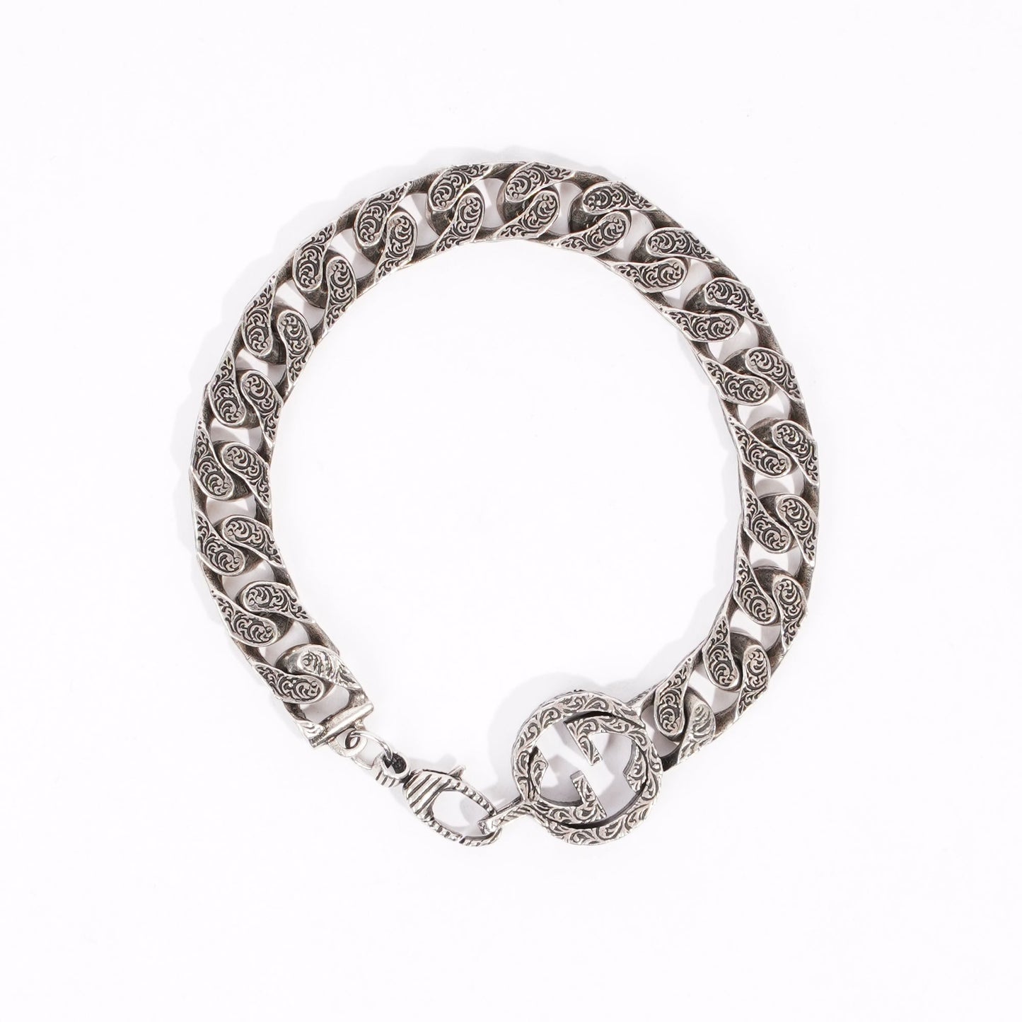 Gucci Mens Interlocking GG Bracelet Silver