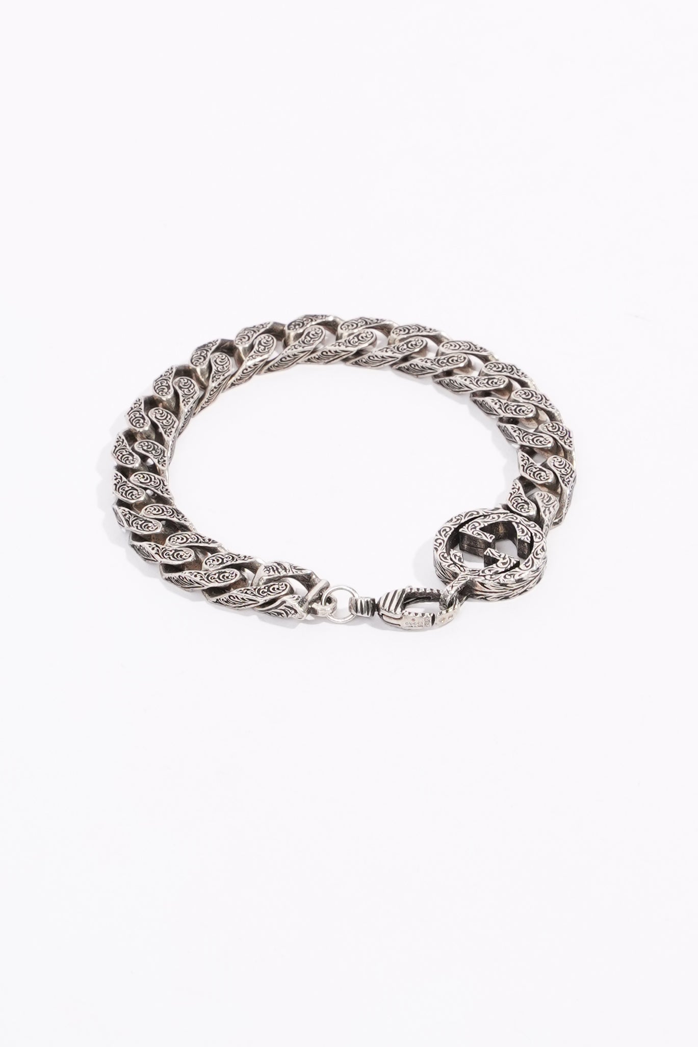 Gucci Mens Interlocking GG Bracelet Silver