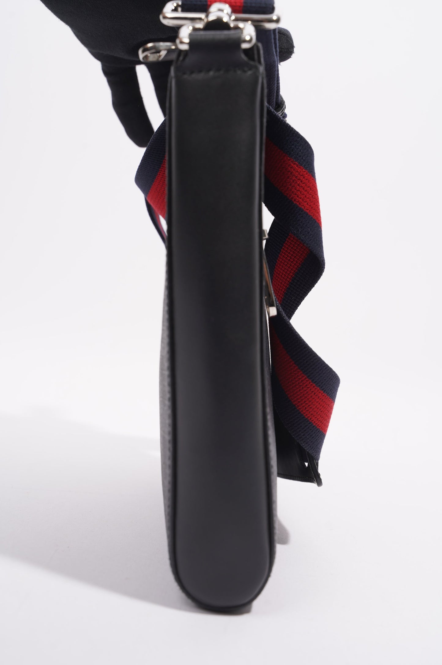 Gucci Mens GG Black Messenger Bag Black Canvas Small