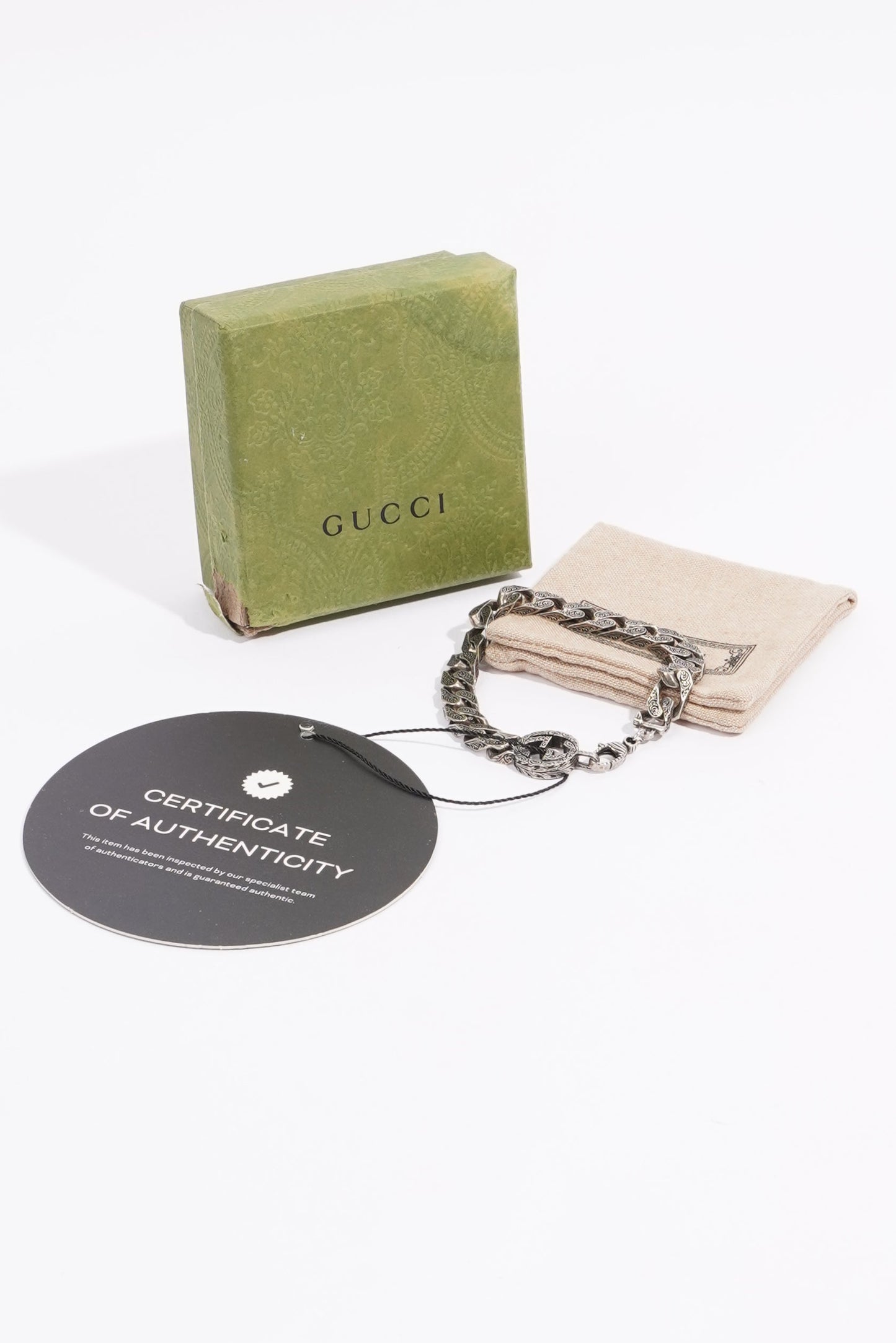 Gucci Mens Interlocking GG Bracelet Silver