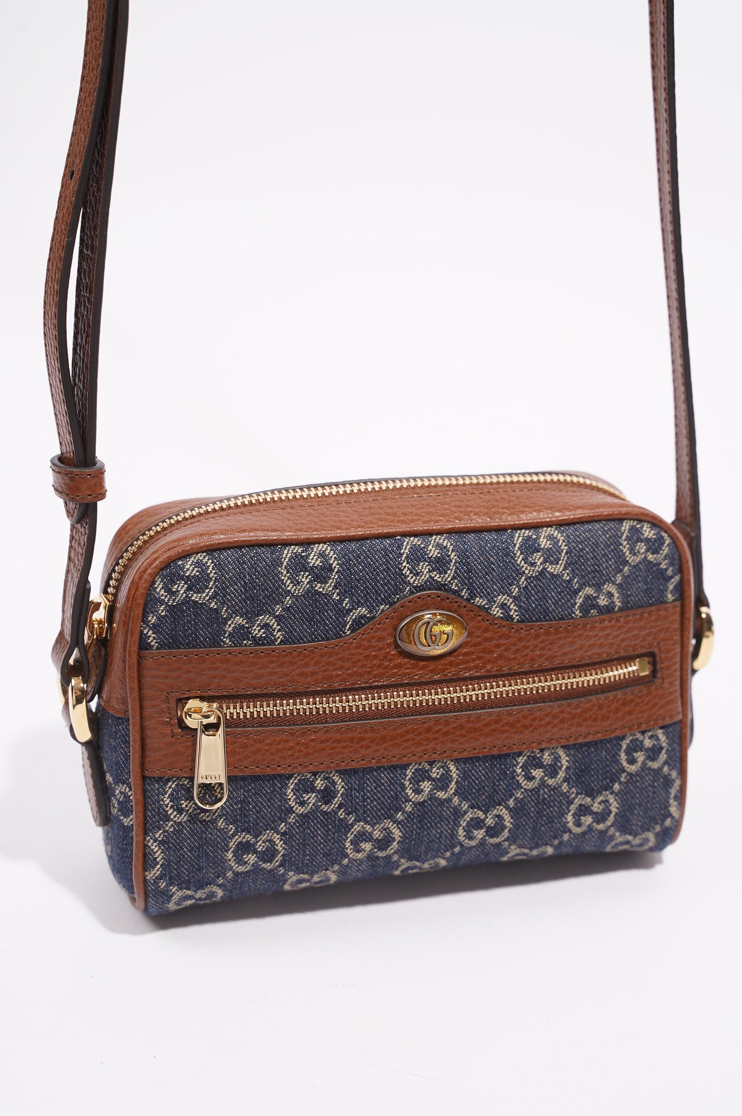 Gucci Womens Ophidia GG Mini Bag Denim / Brown