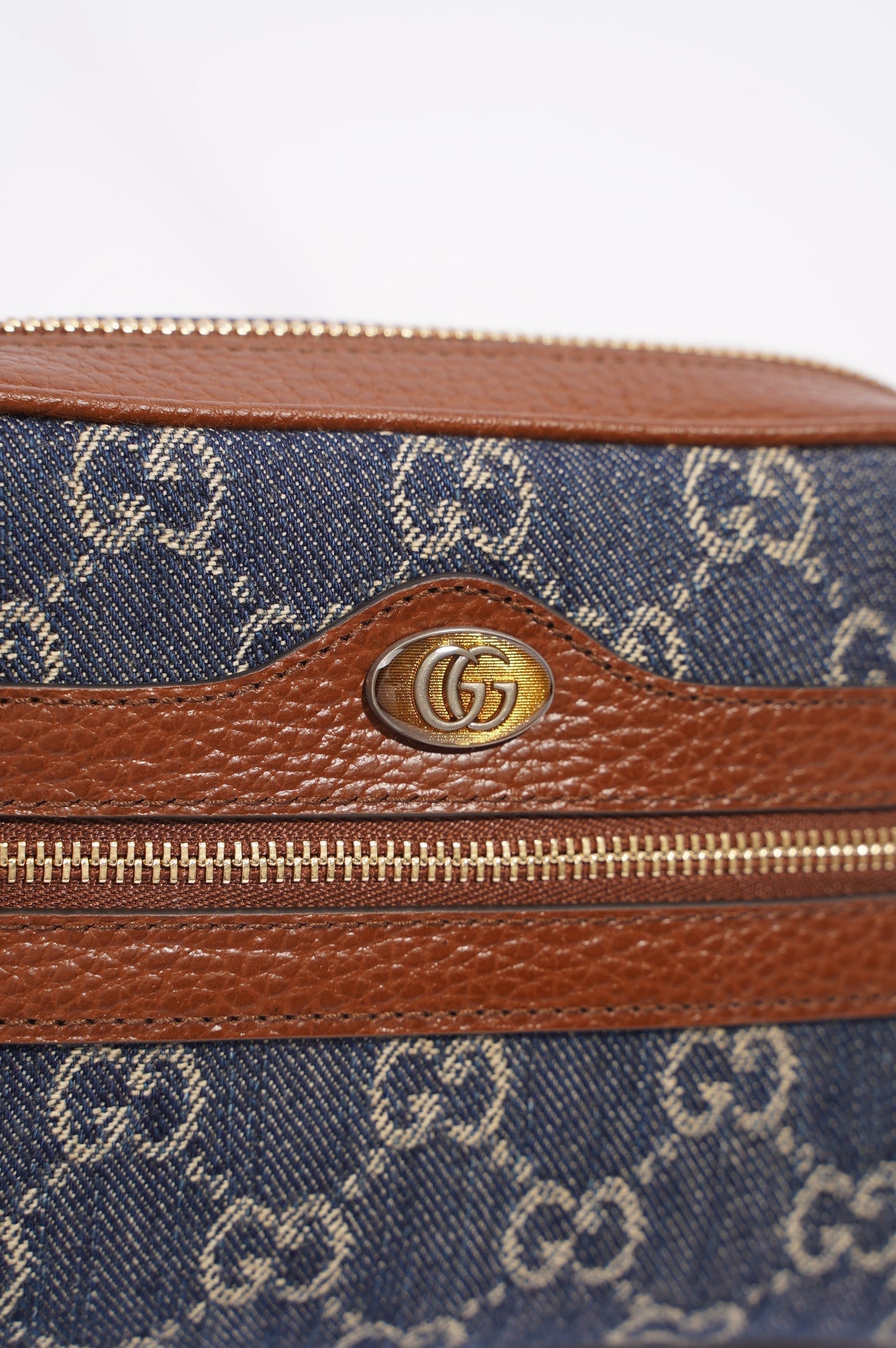 Gucci Womens Ophidia GG Mini Bag Denim / Brown