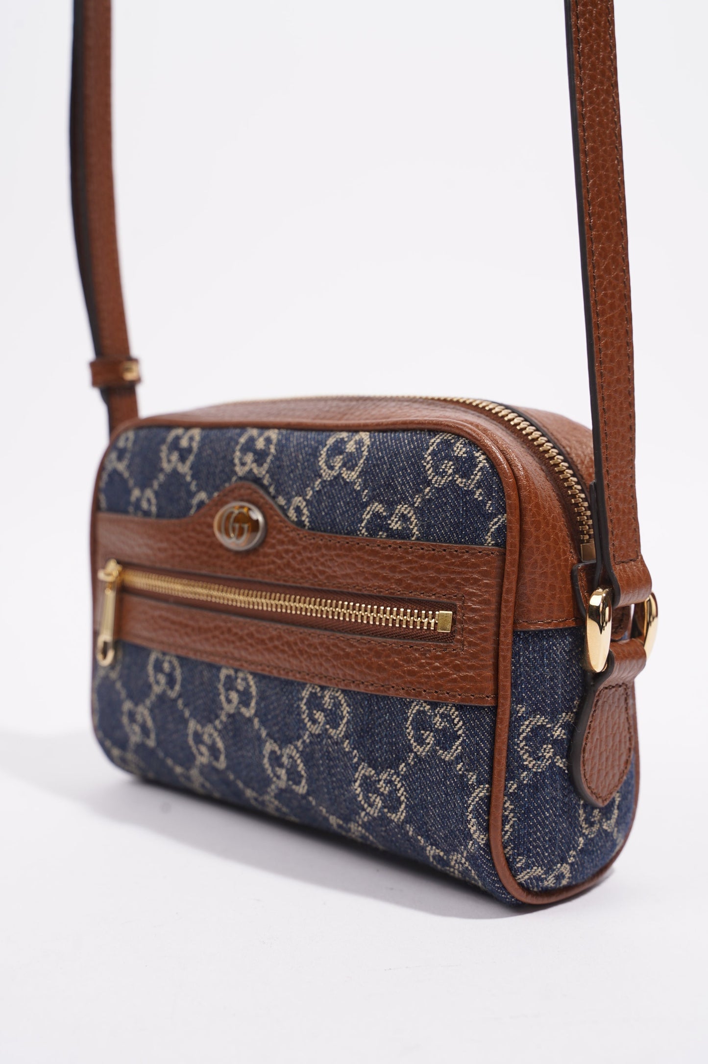 Gucci Womens Ophidia GG Mini Bag Denim / Brown