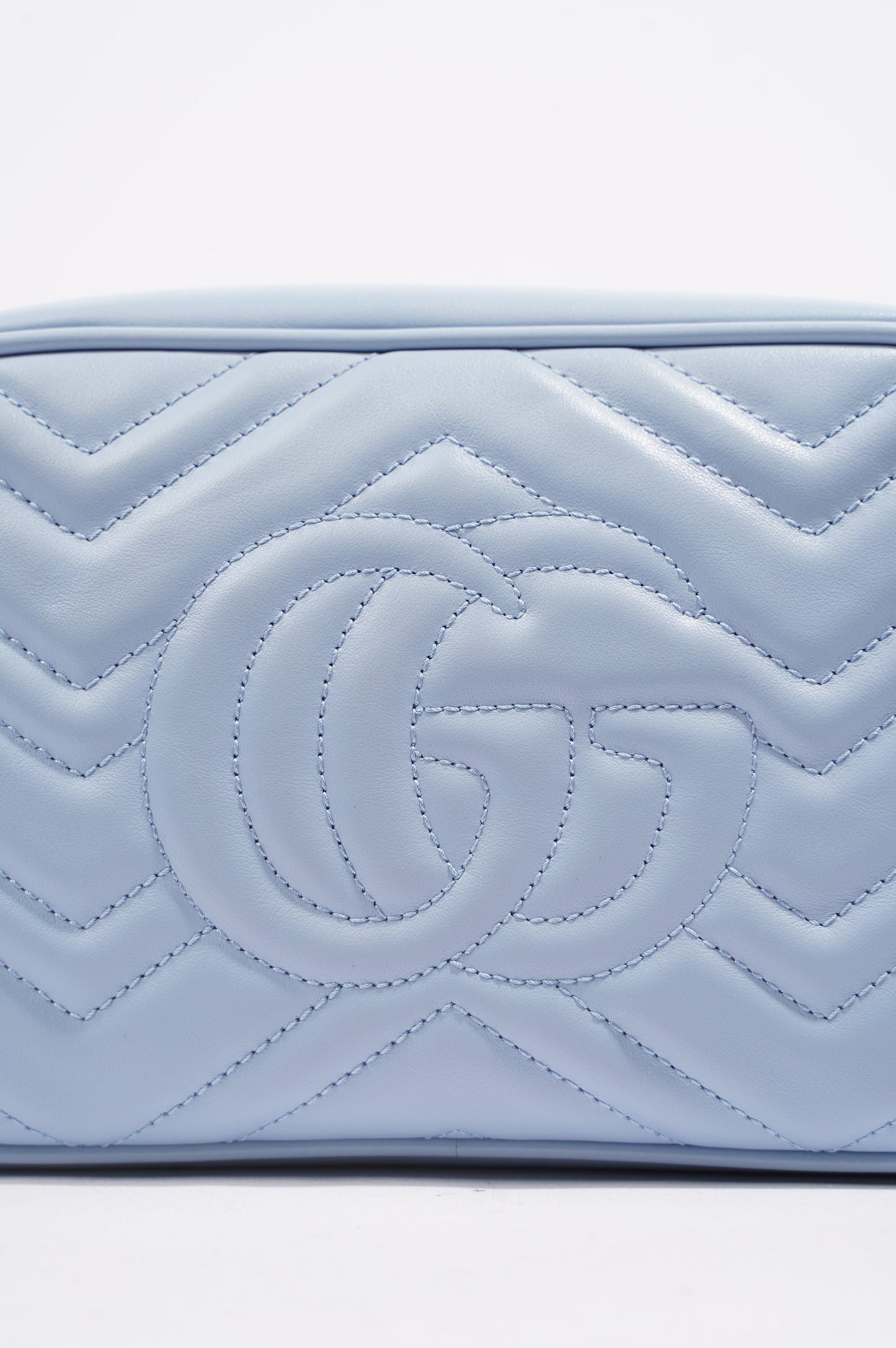 Gucci Womens Marmont Zip Baby Blue Matelasse Small