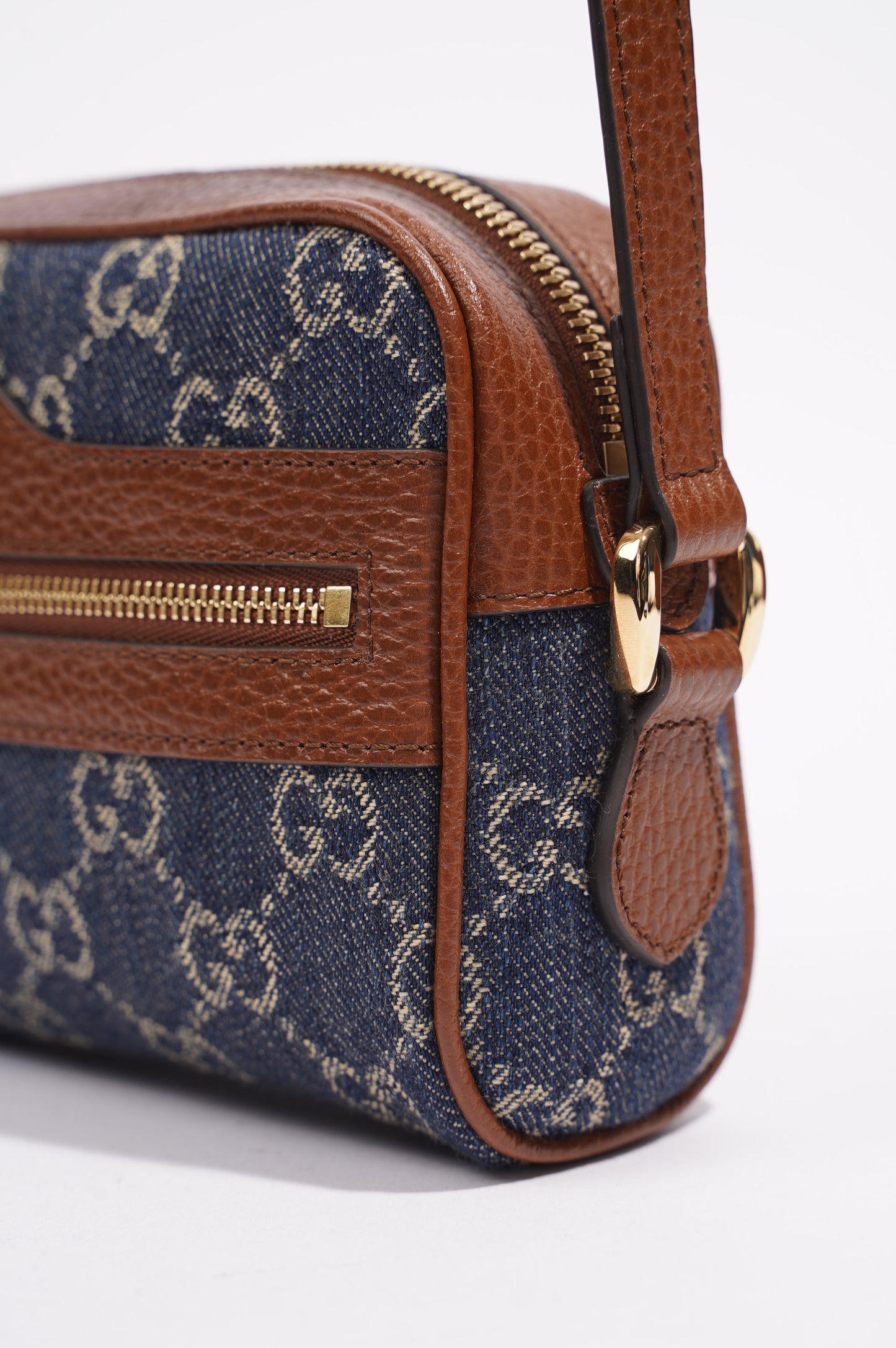 Gucci Womens Ophidia GG Mini Bag Denim / Brown