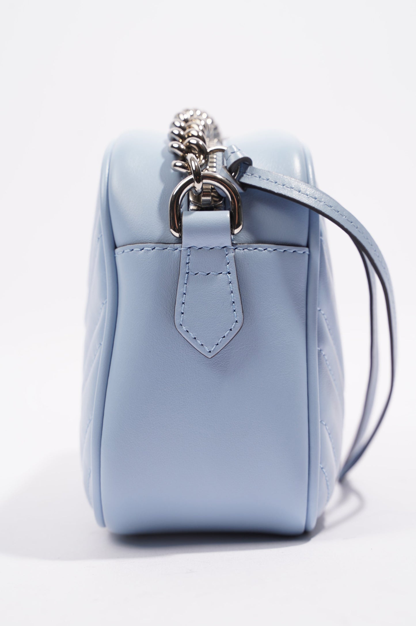 Gucci Womens Marmont Zip Baby Blue Matelasse Small