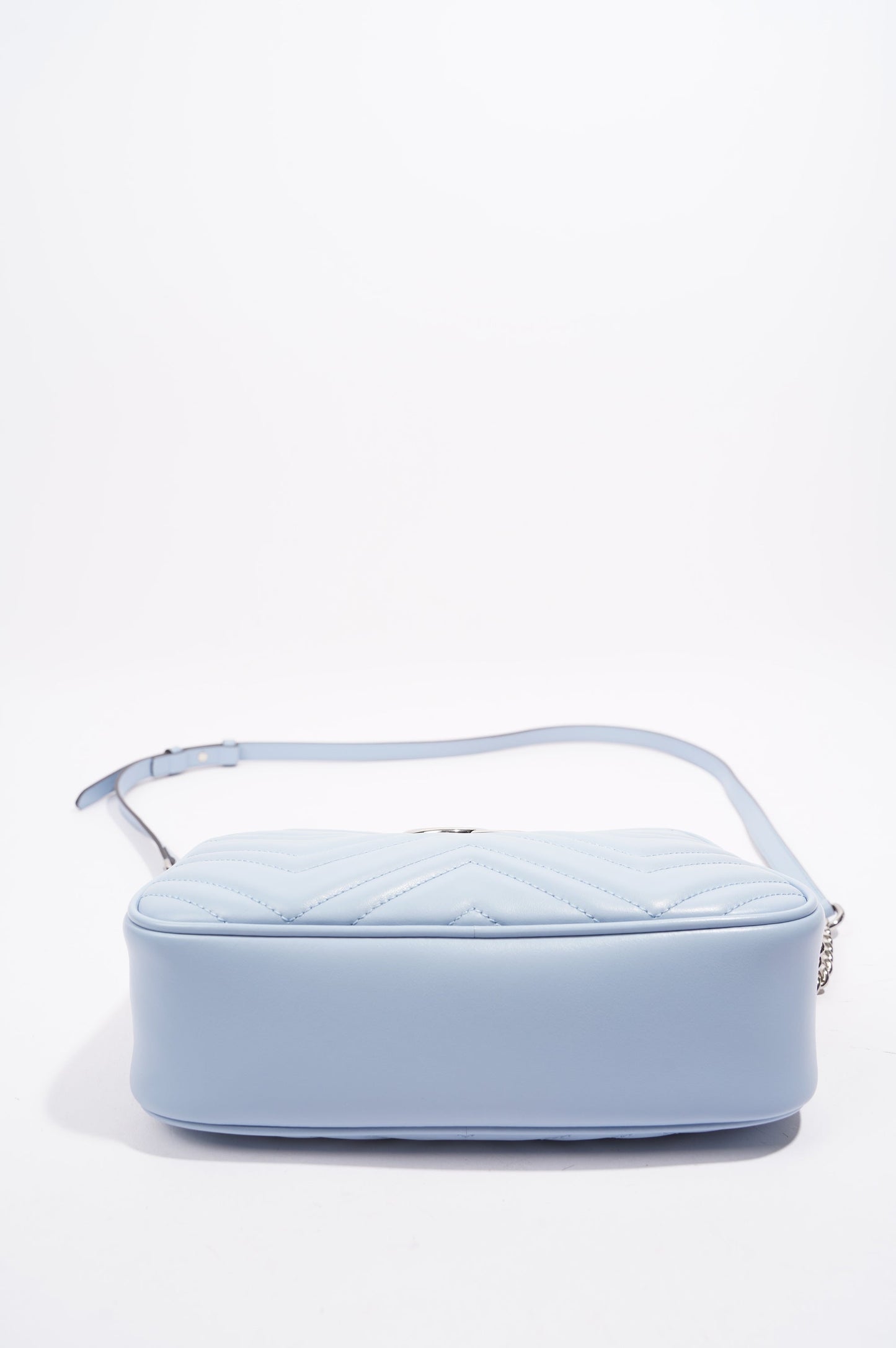 Gucci Womens Marmont Zip Baby Blue Matelasse Small