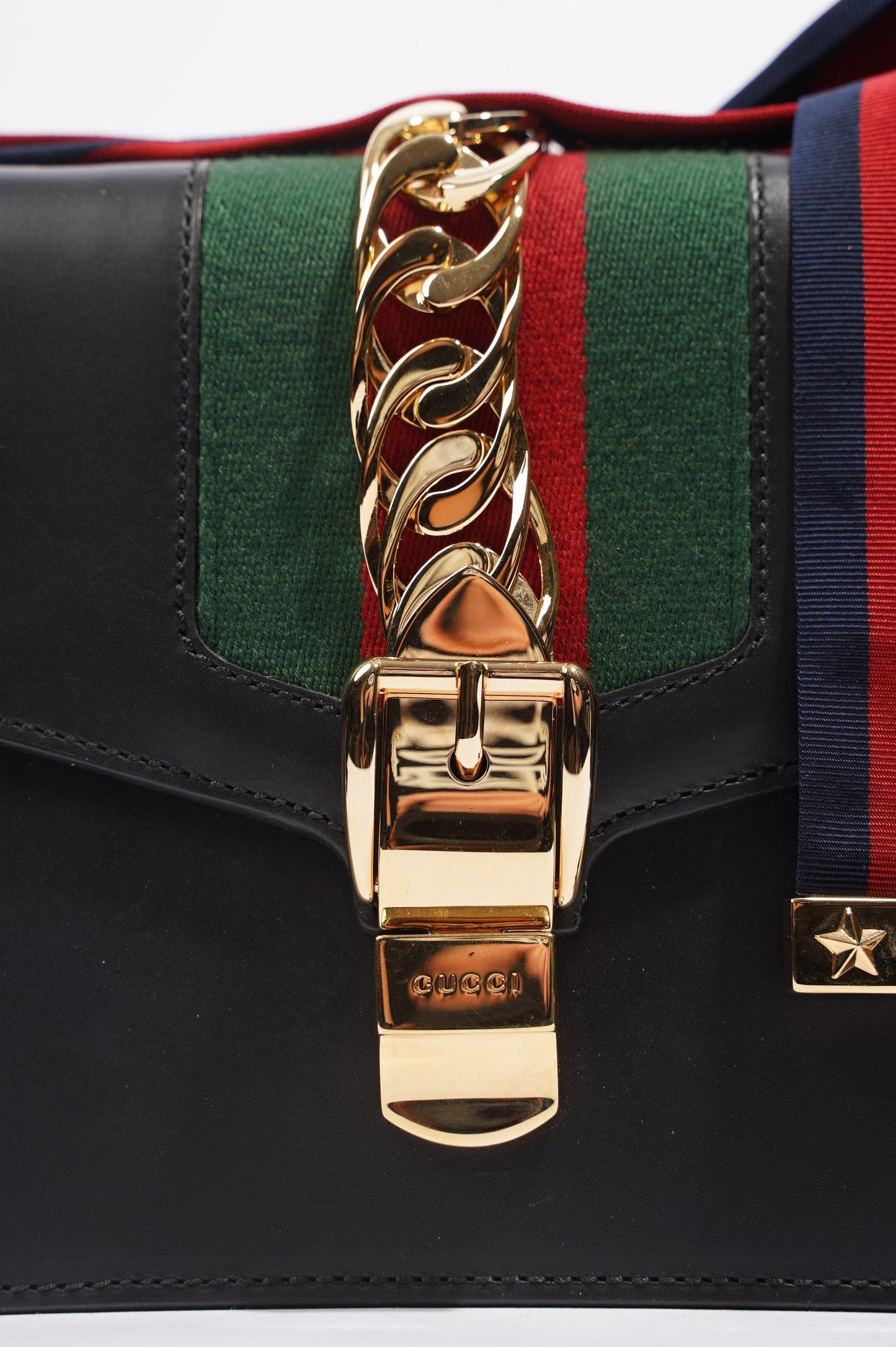 Gucci Womens Sylvie Black / Green / Red Medium