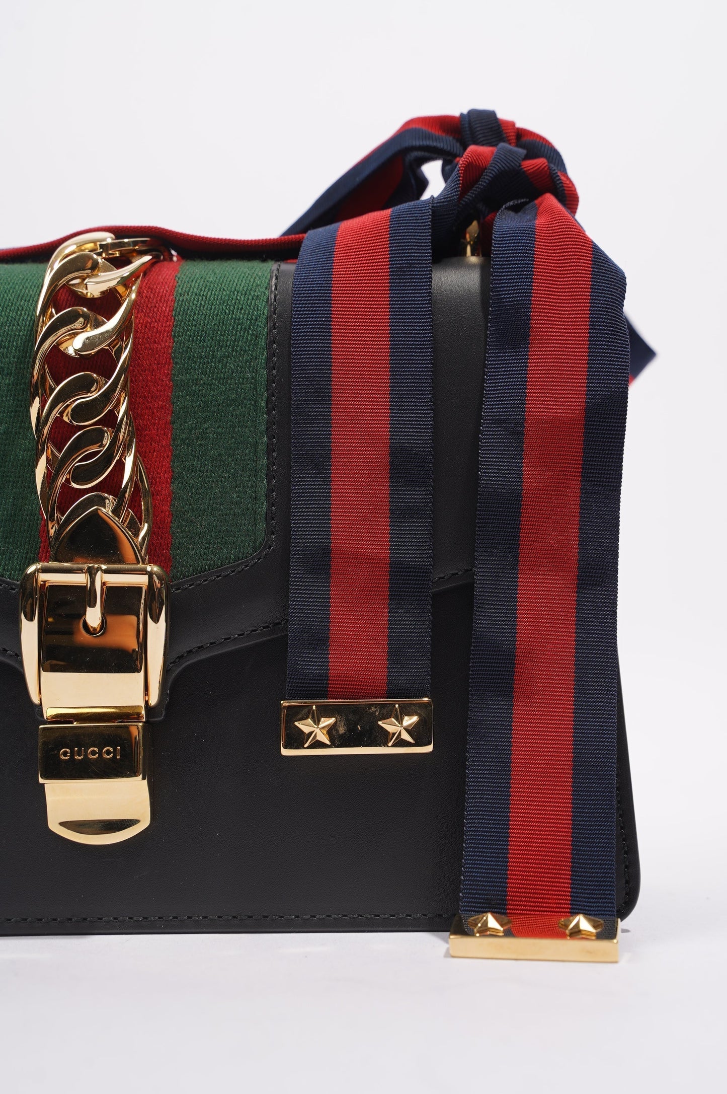 Gucci Womens Sylvie Black / Green / Red Medium