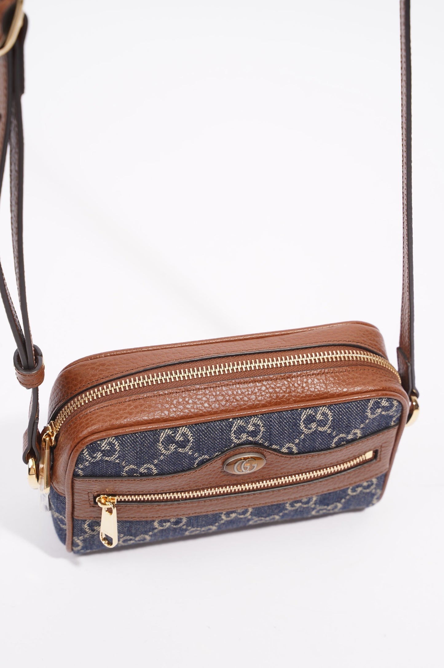 Gucci Womens Ophidia GG Mini Bag Denim / Brown