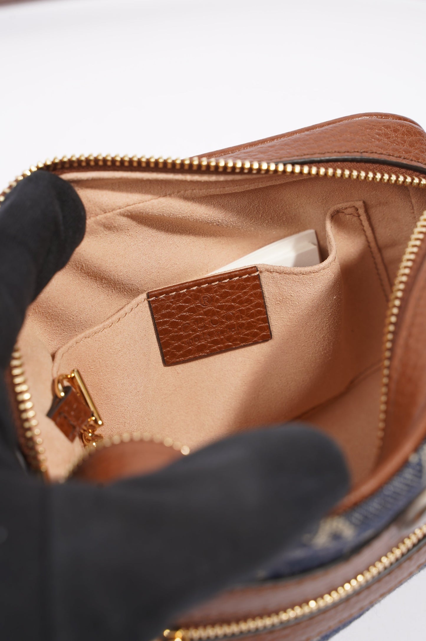 Gucci Womens Ophidia GG Mini Bag Denim / Brown